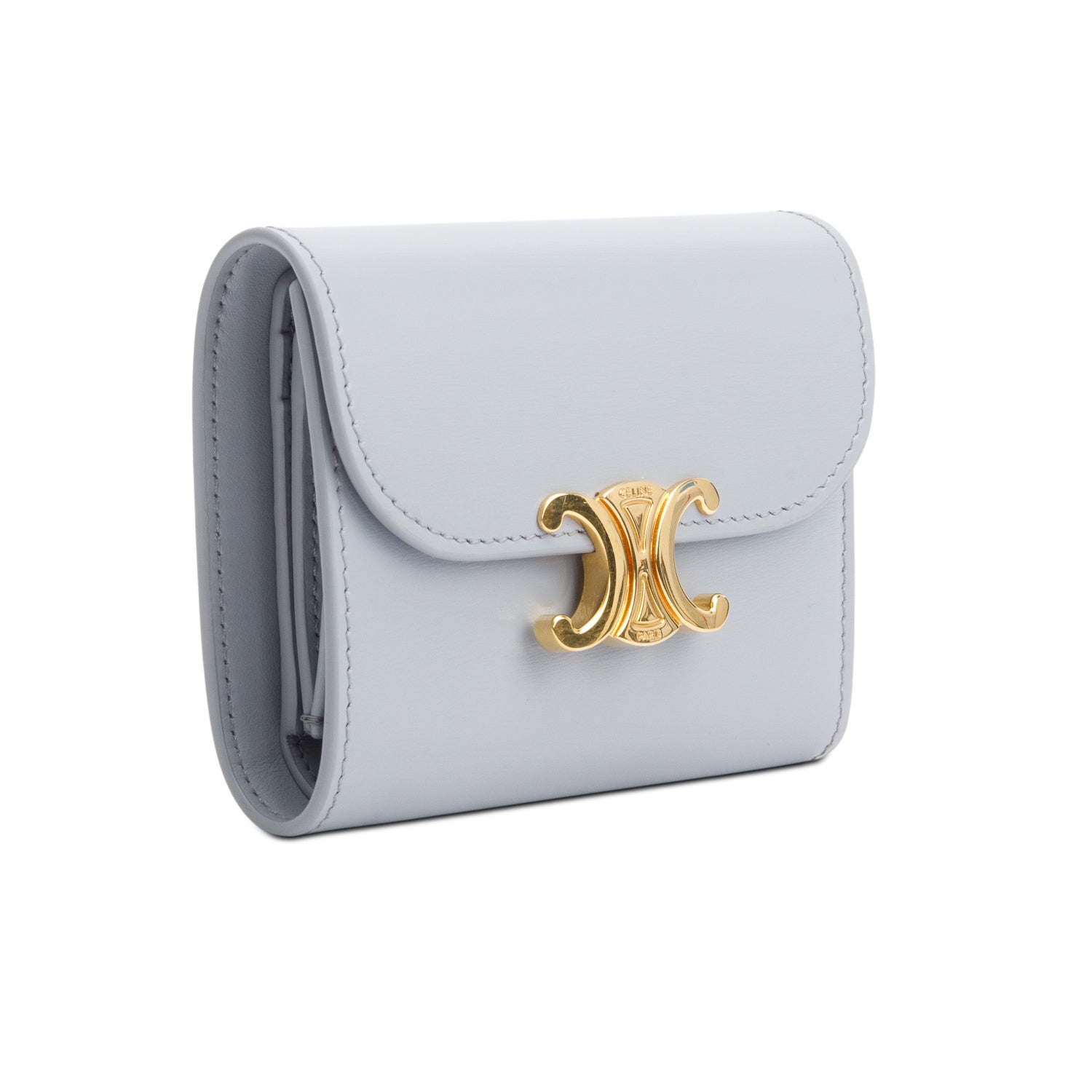 Celine 2023 Blue Leather Small Flap Triomphe Wallet w/ Box & Receipt