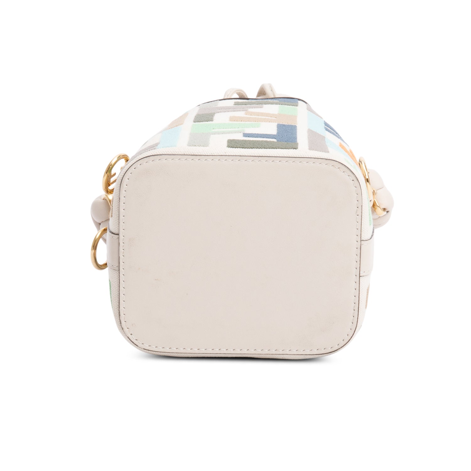 Fendi White/Multicolor FF Embroidered Canvas F is Fendi Mini Mon Tresor Bucket Bag