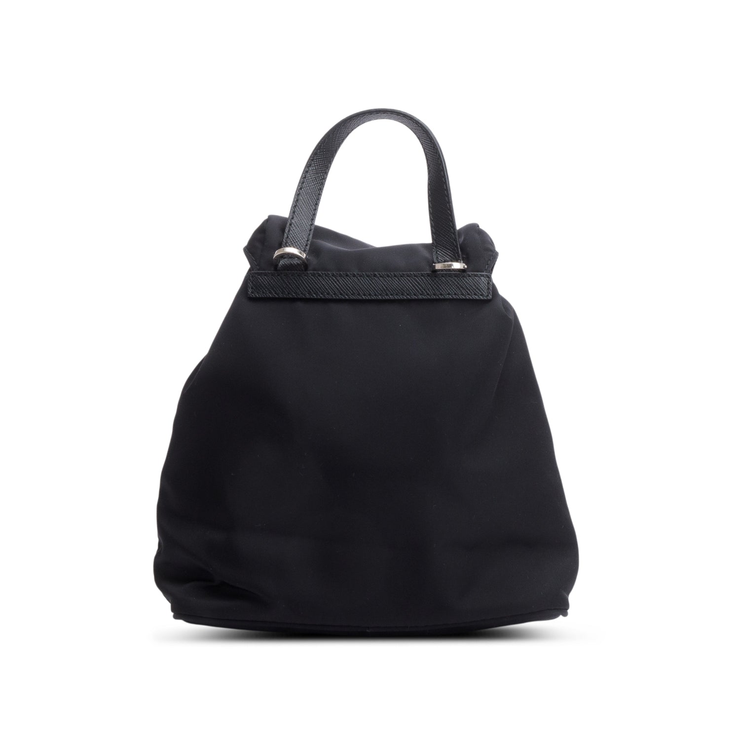 Prada Black Tessuto Nylon & Saffiano Leather Mini Double Pocket Chain Shoulder Bag