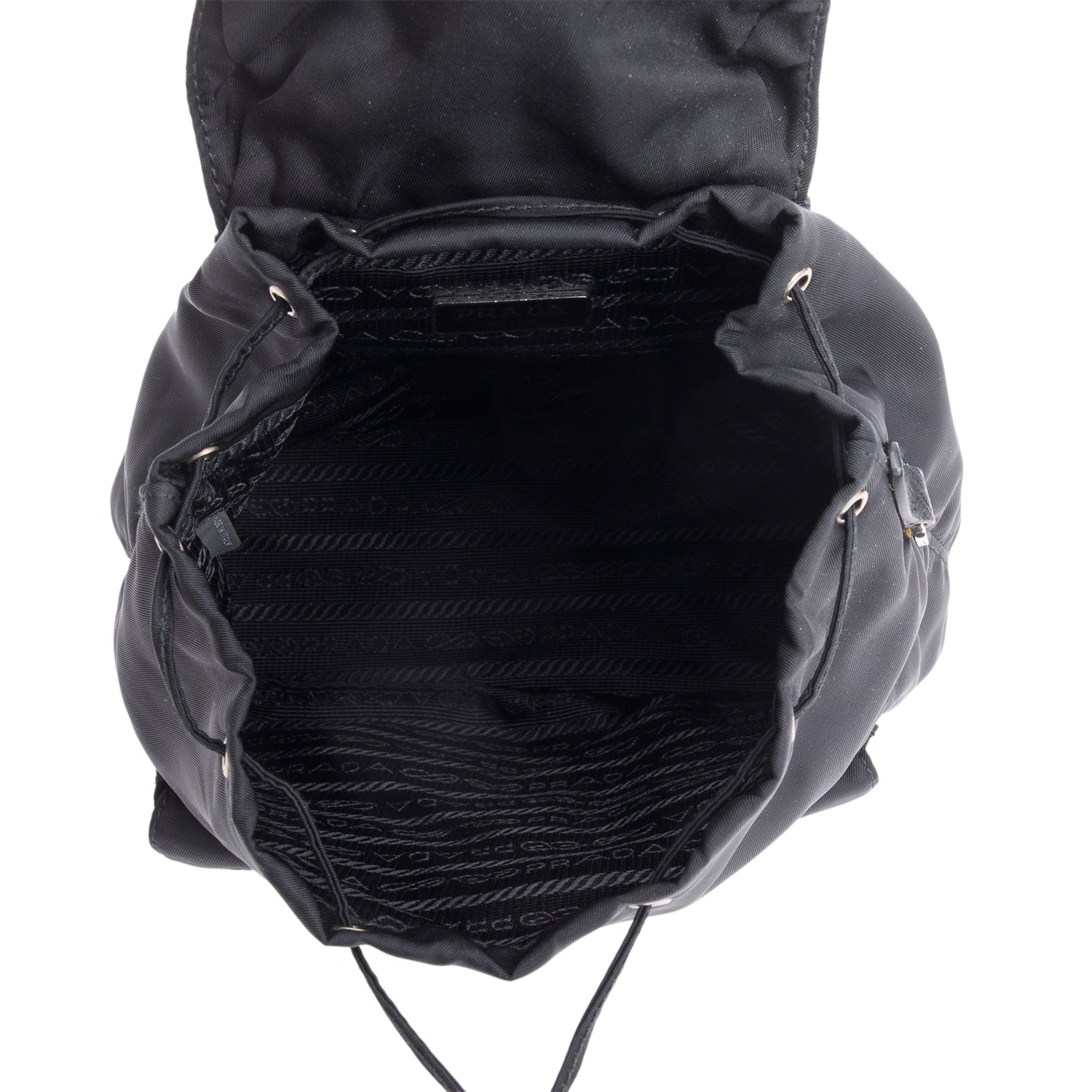 Prada Black Tessuto Nylon & Saffiano Leather Mini Double Pocket Chain Shoulder Bag