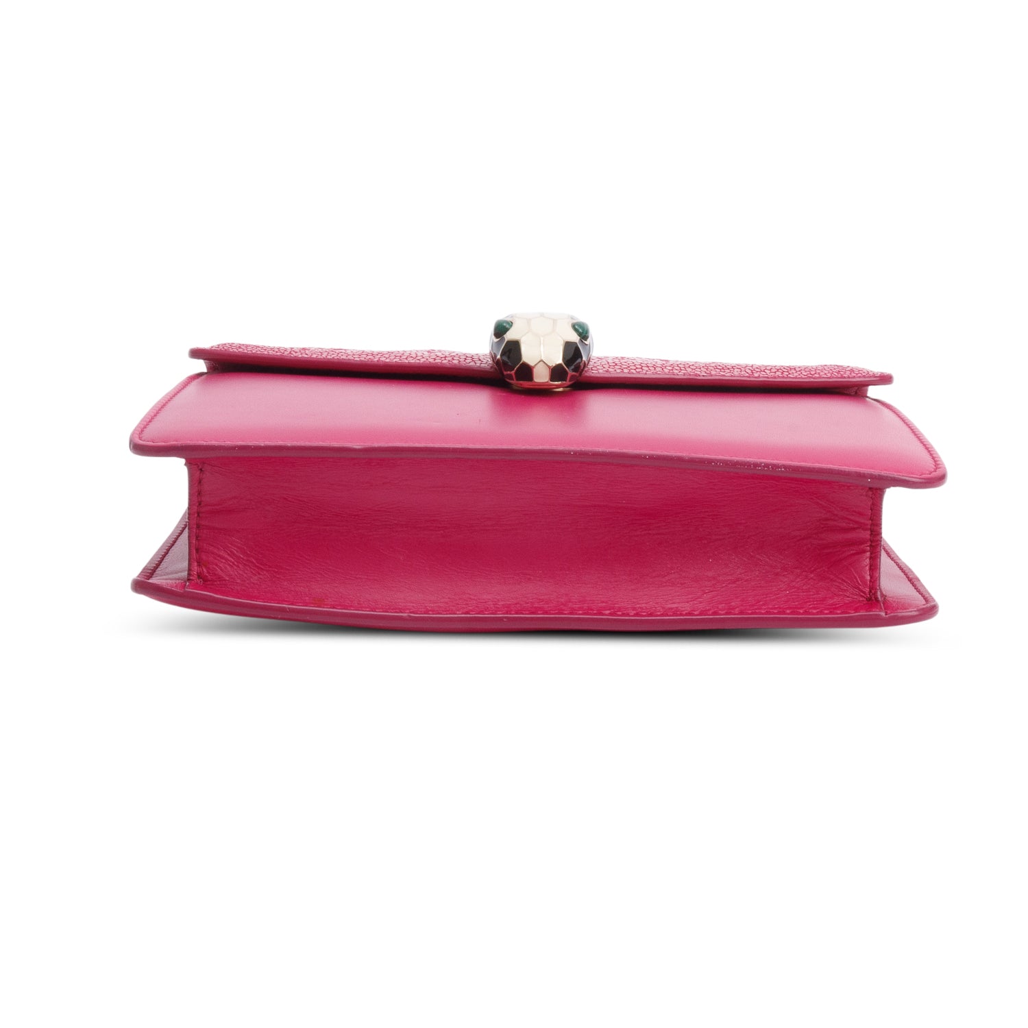 BVLGARI Pink Calfskin Leather Stingray Trim Serpenti Forever Crossbody Bag