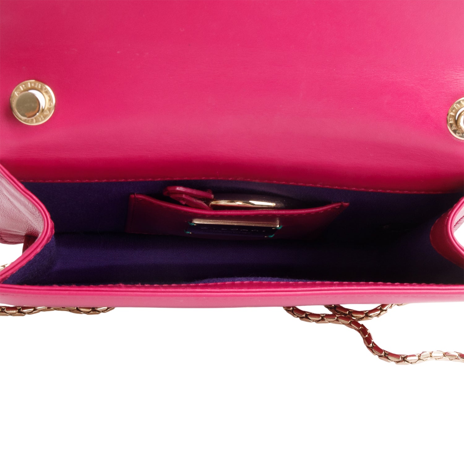 BVLGARI Pink Calfskin Leather Stingray Trim Serpenti Forever Crossbody Bag