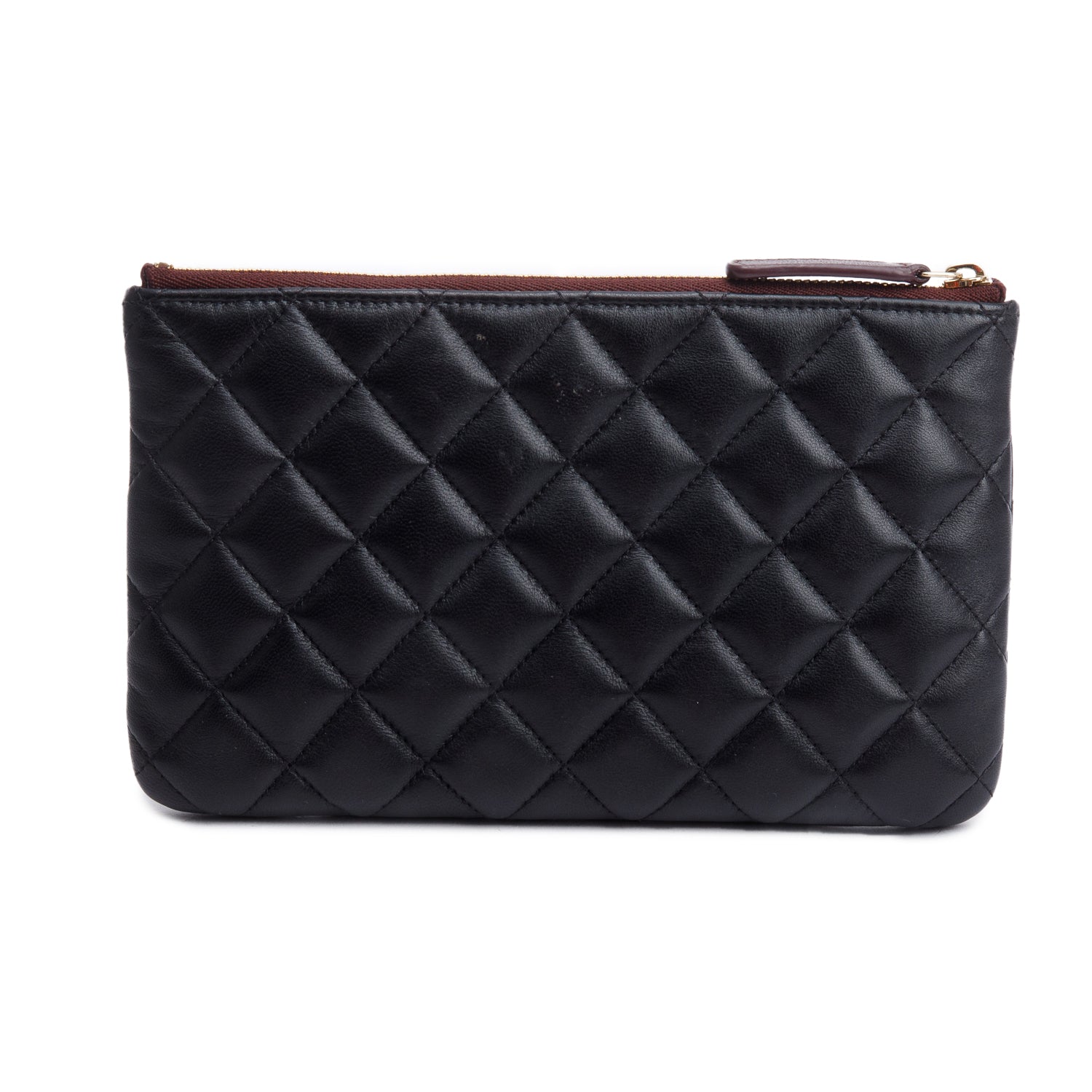 Chanel 2021 Black Quilted Lambskin Leather Classic Small O-Case