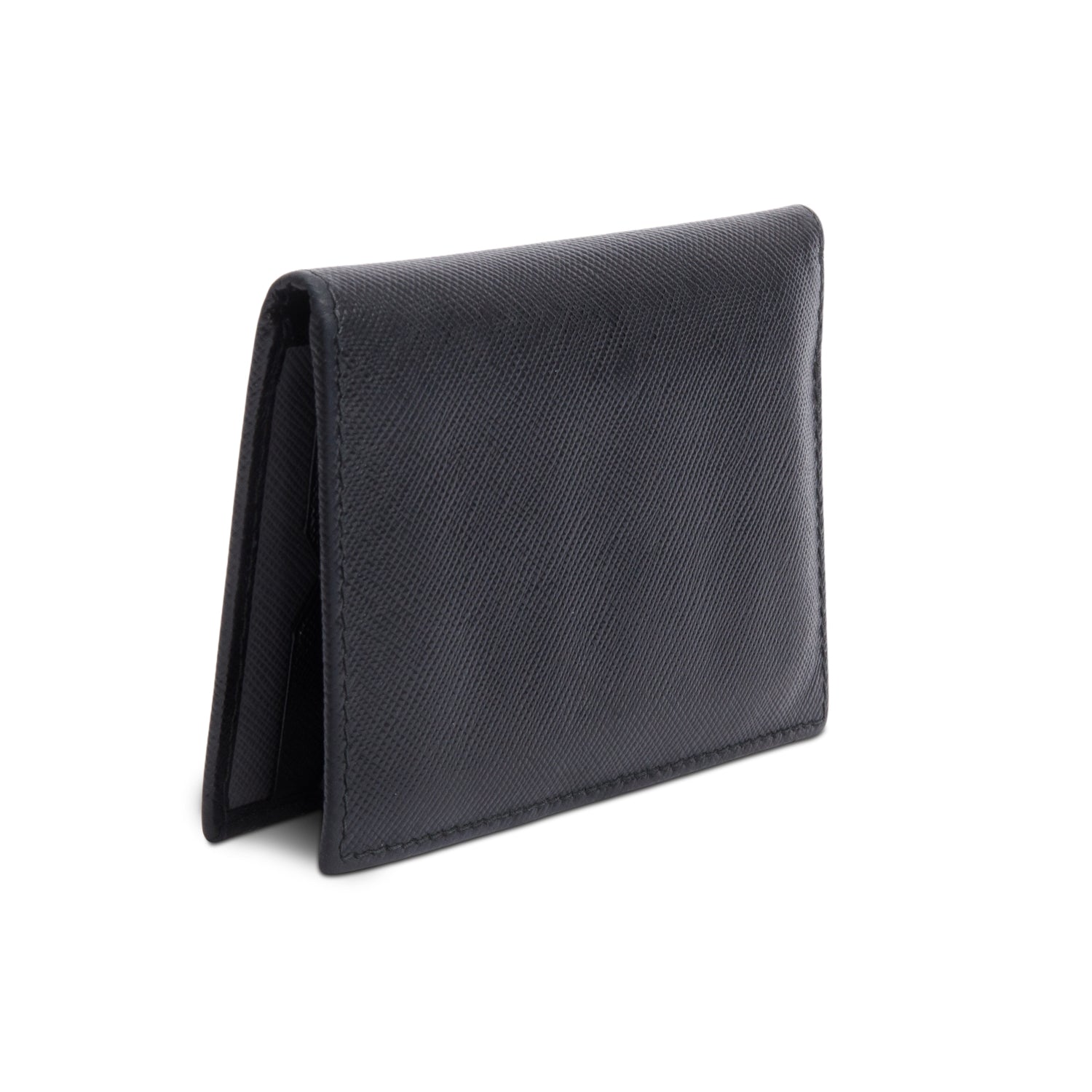 Prada Black Saffiano Leather Bifold Card Holder w/ Box & Authenticity Card