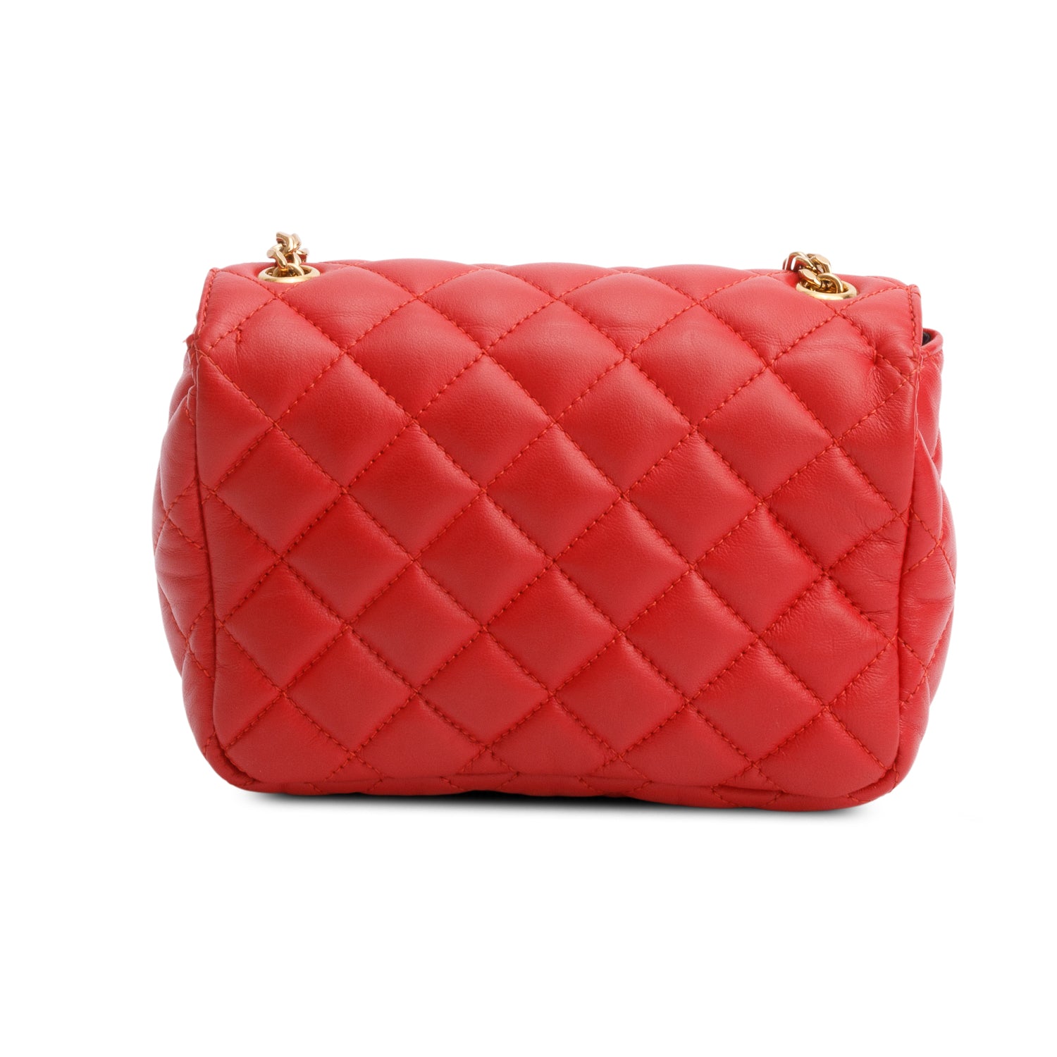 Versace Red Quilted Nappa Leather Medusa Chain Crossbody Bag