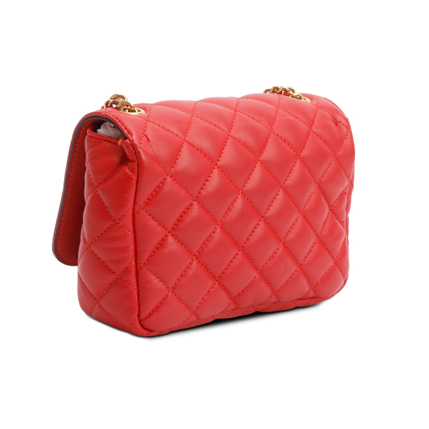 Versace Red Quilted Nappa Leather Medusa Chain Crossbody Bag