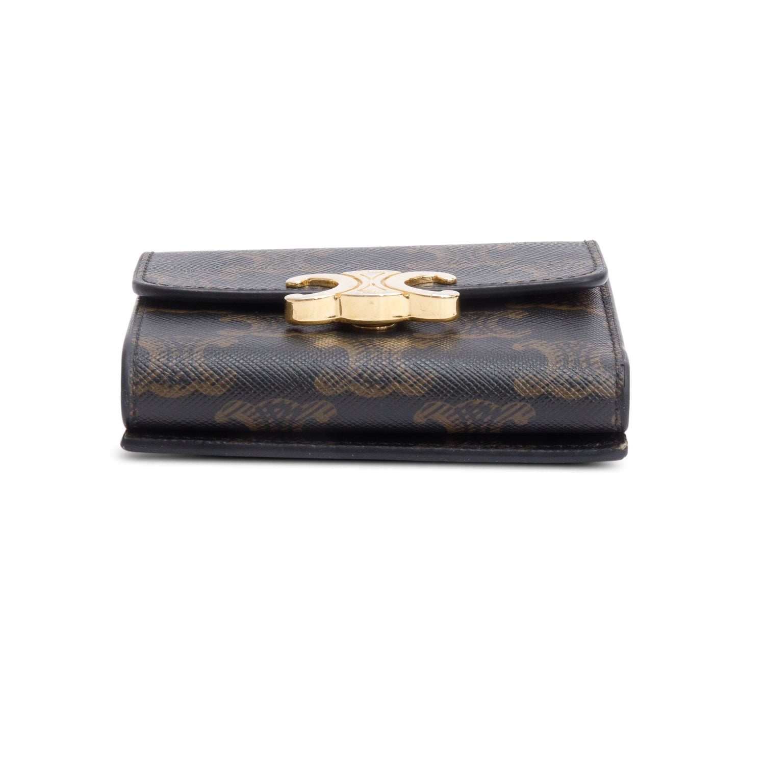 Celine 2023 Brown Triomphe Canvas Compact Wallet