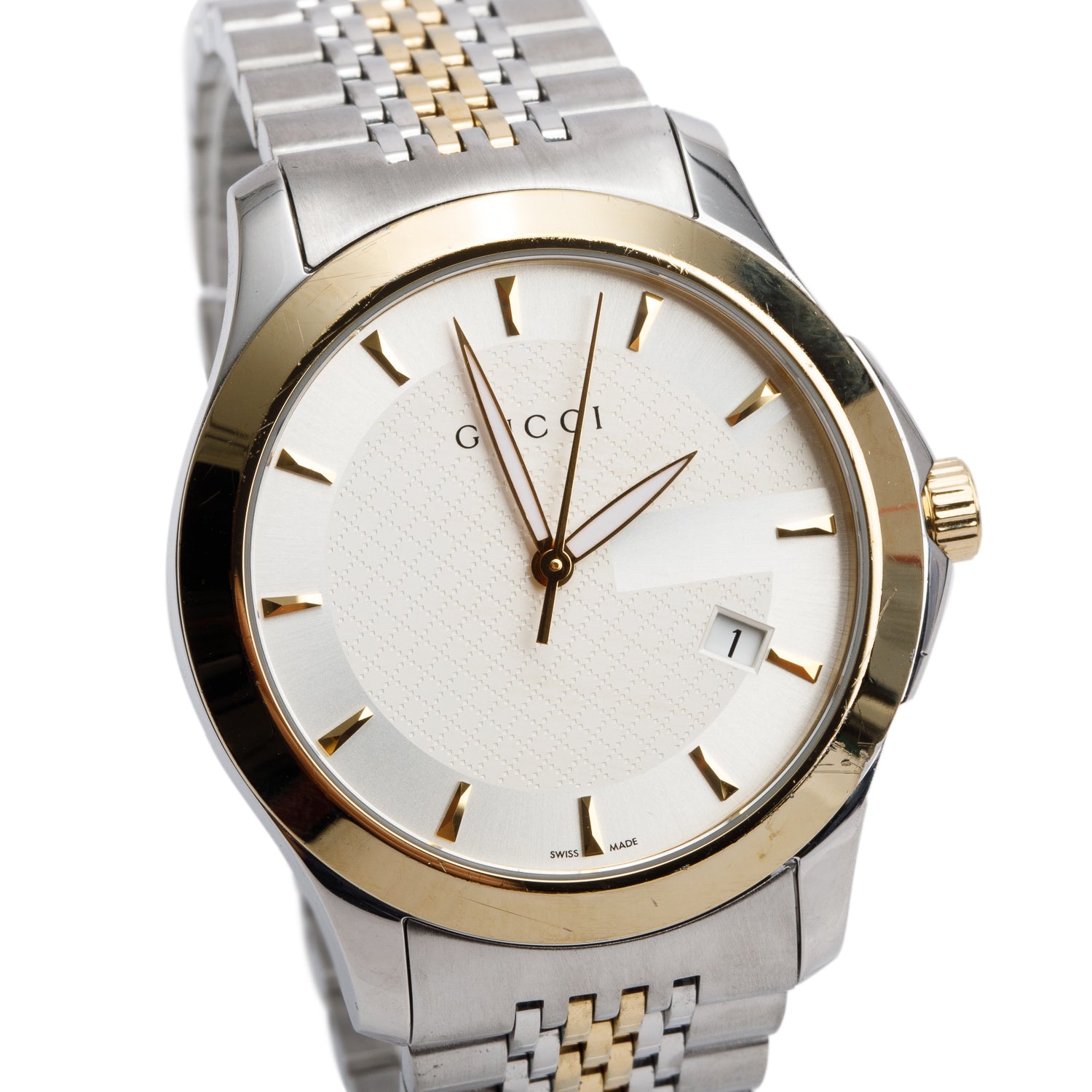 Gucci Two-Tone Stainless Steel G-Timeless 38 MM Quartz Watch YA126409 w/ Box