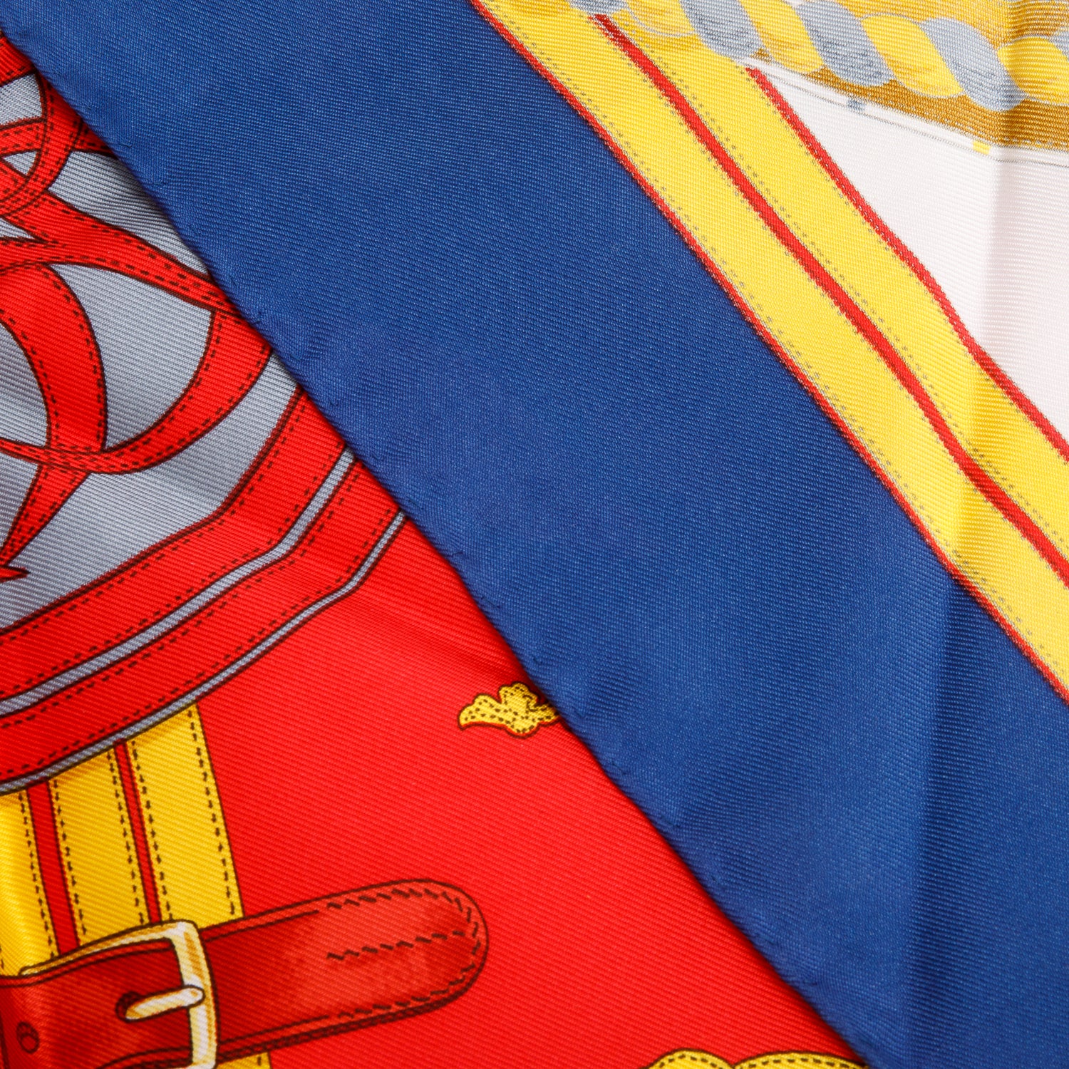 Hermes Blue/Yellow/Red 'Grande Tenue' Silk Scarf 90