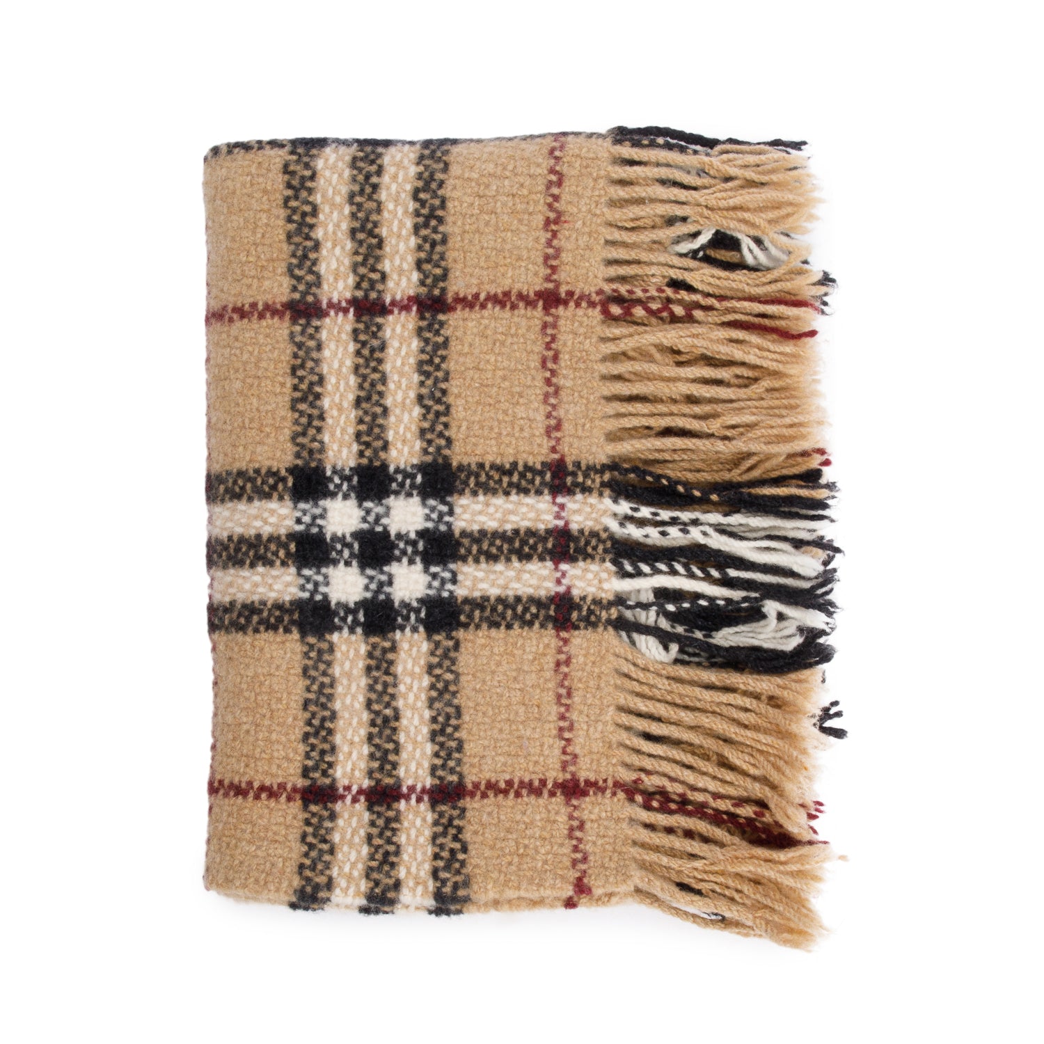 Burberry Beige Check Cashmere Wool Scarf