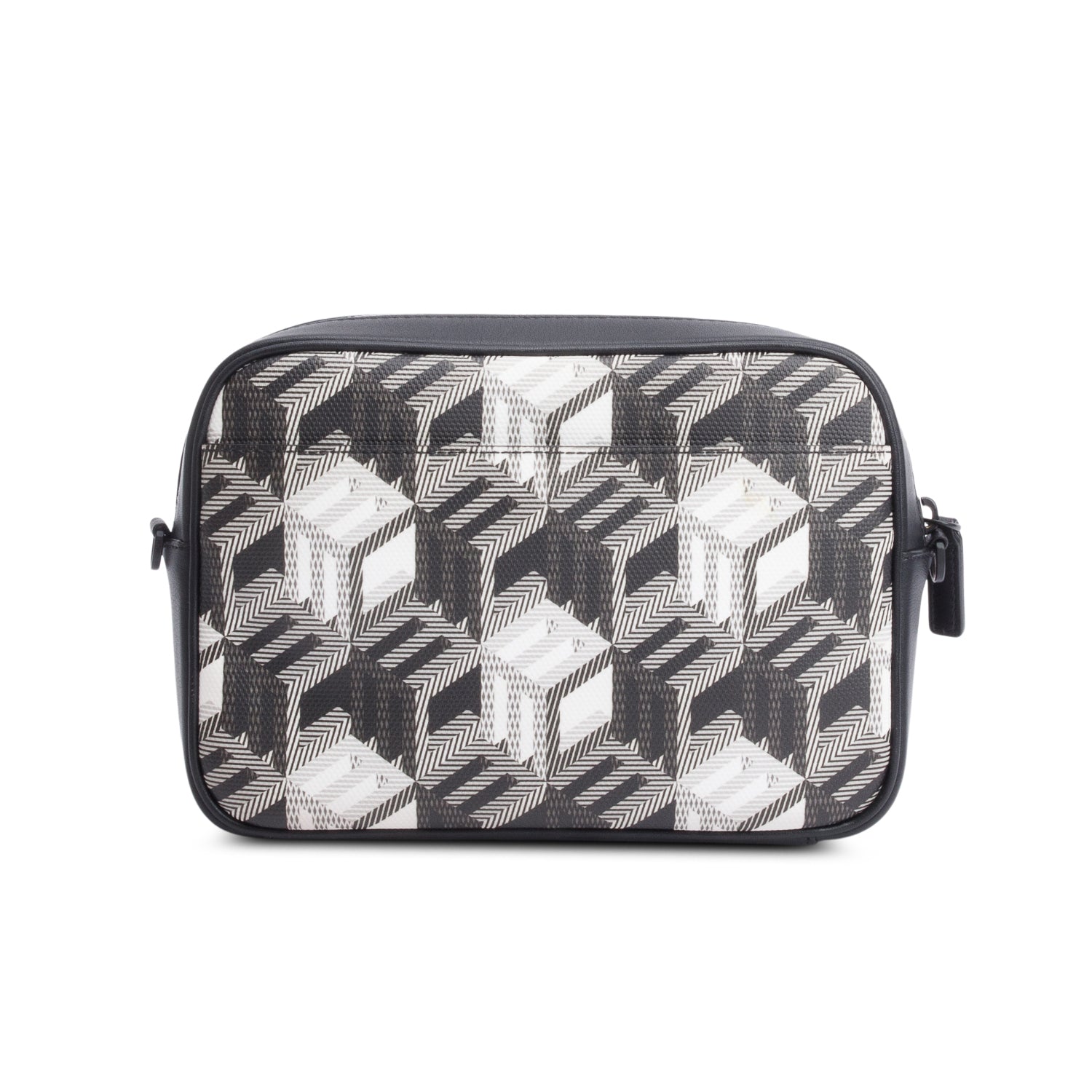 MCM Black/White Cubic Canvas Black Leather Trim Aren Crossbody Bag