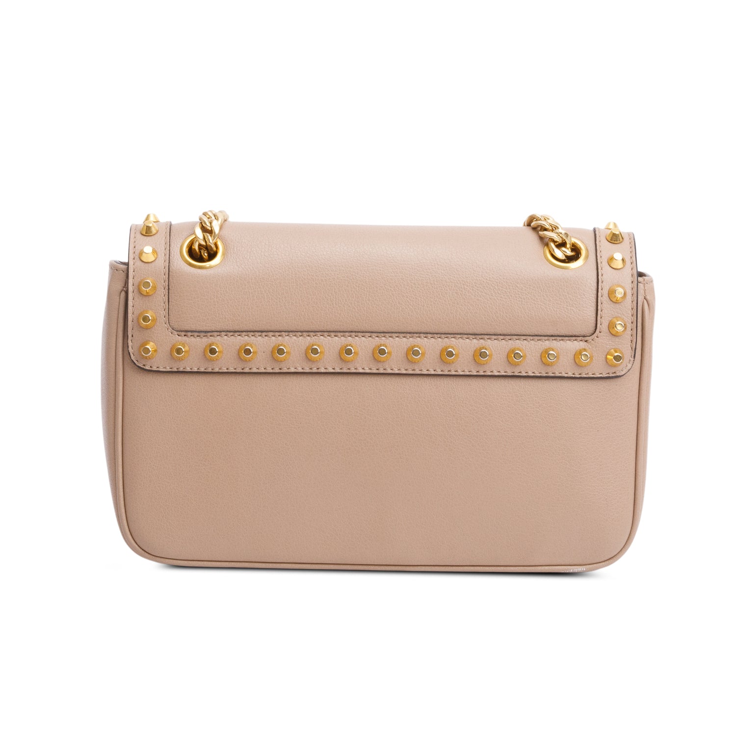 Prada Beige Glace Calf Leather Studded Camera Crossbody Bag