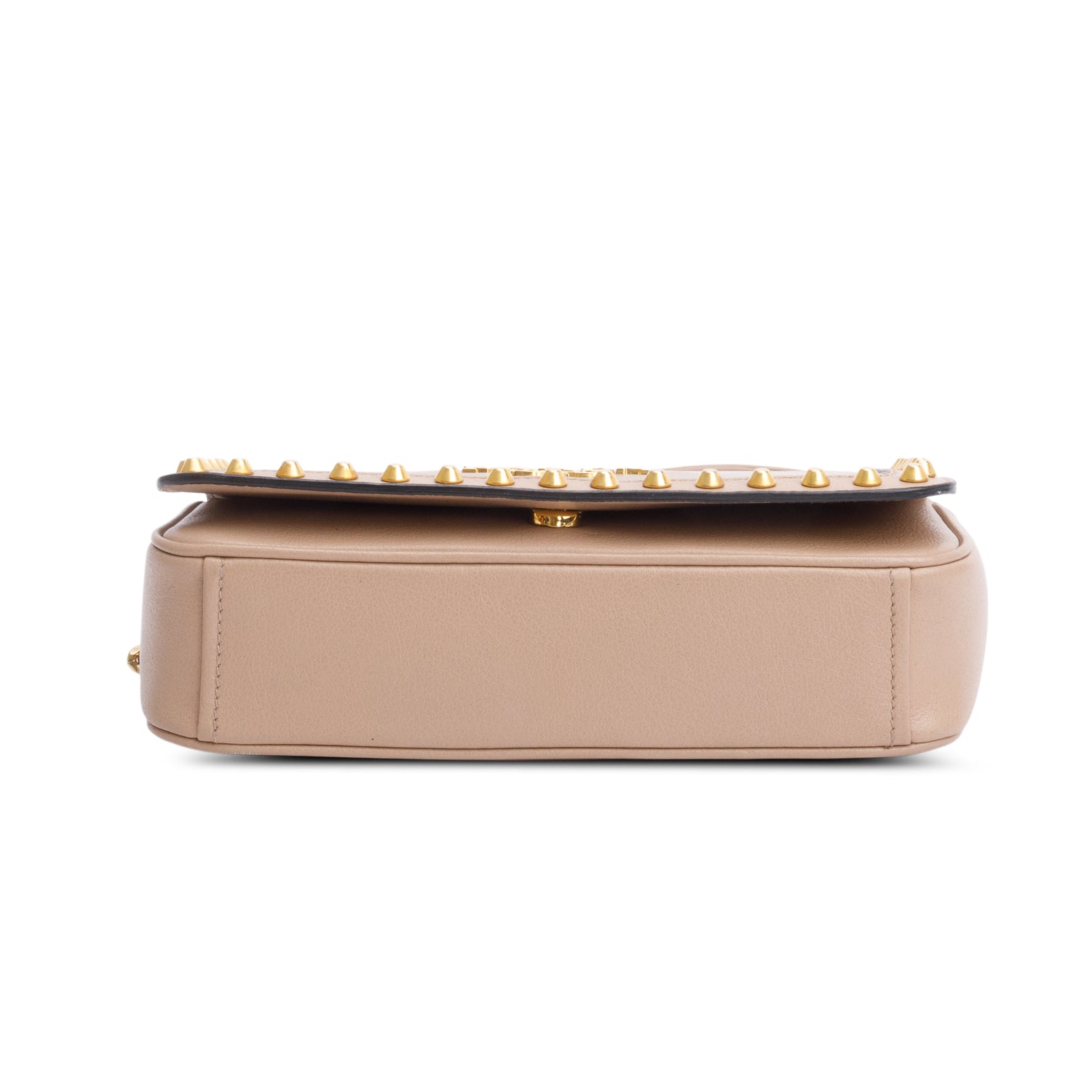 Prada Beige Glace Calf Leather Studded Camera Crossbody Bag