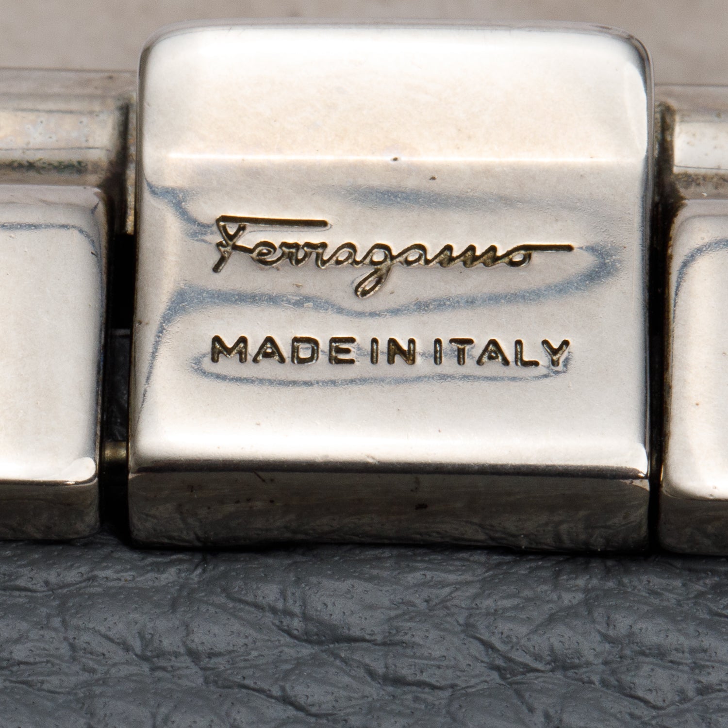 Ferragamo Black/Grey Leather Reversible and Adjustable Gancini Belt