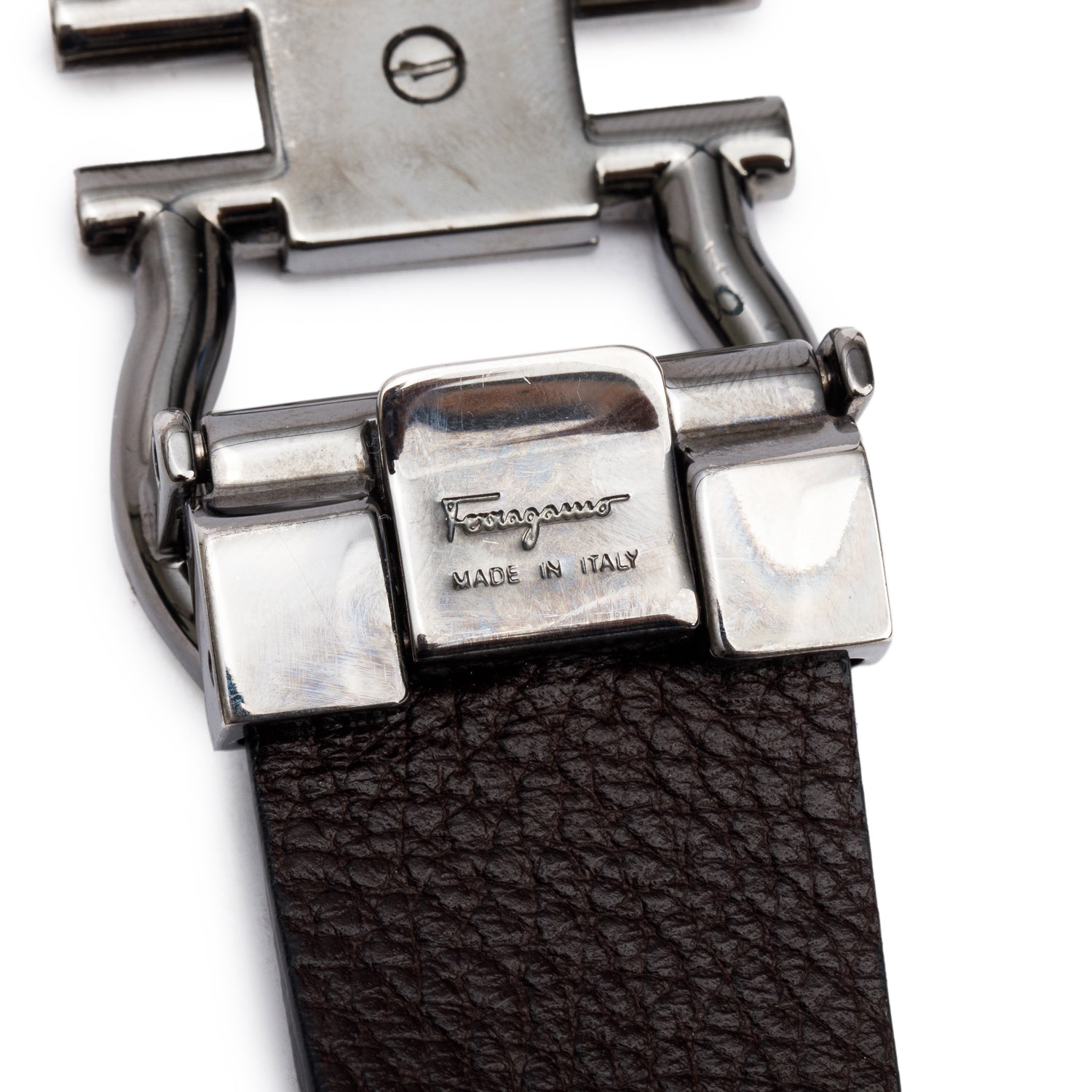 Ferragamo Black/Brown Leather Reversible and Adjustable Gancini Belt