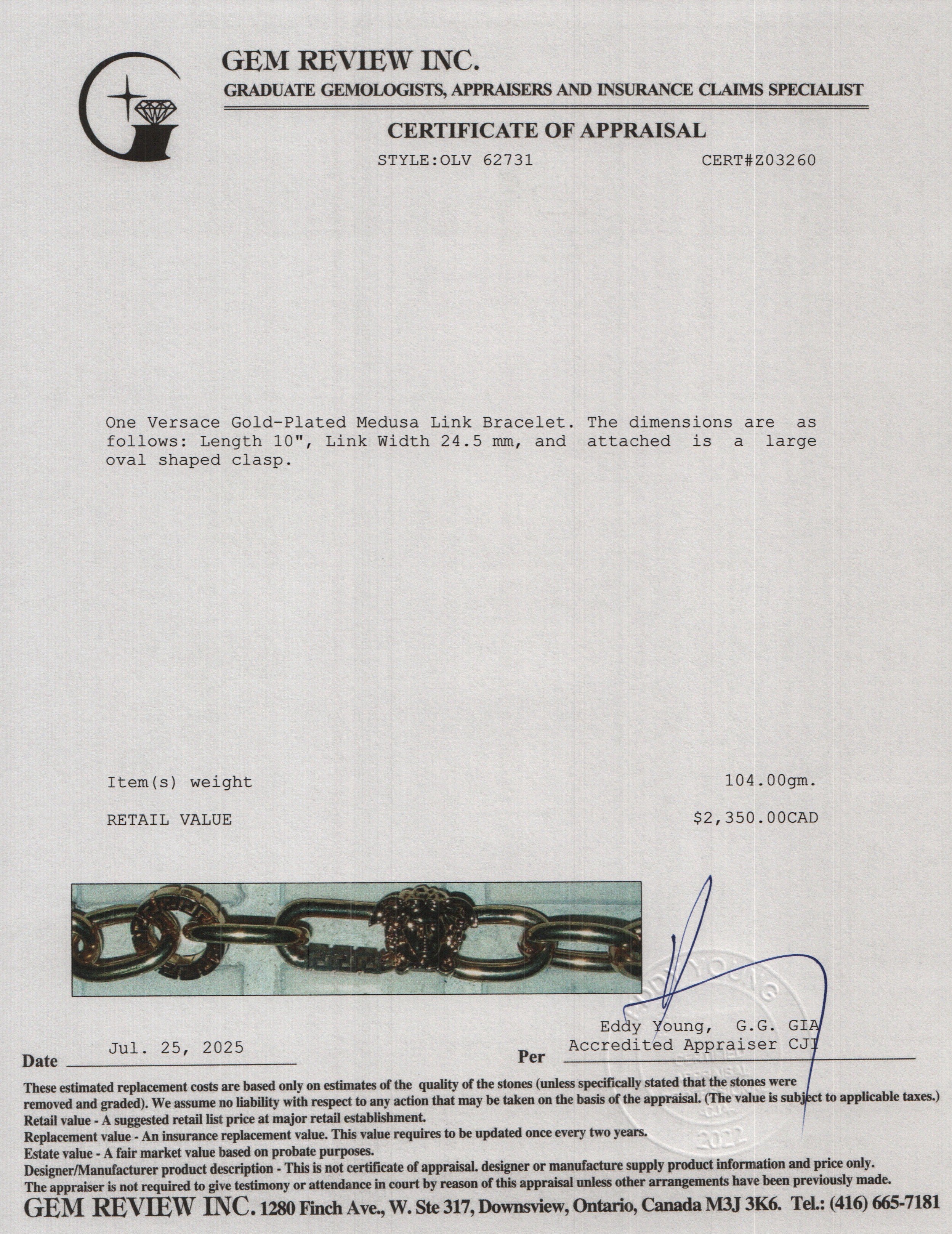 Versace Gold-Plated Medusa Link Bracelet w/ Box