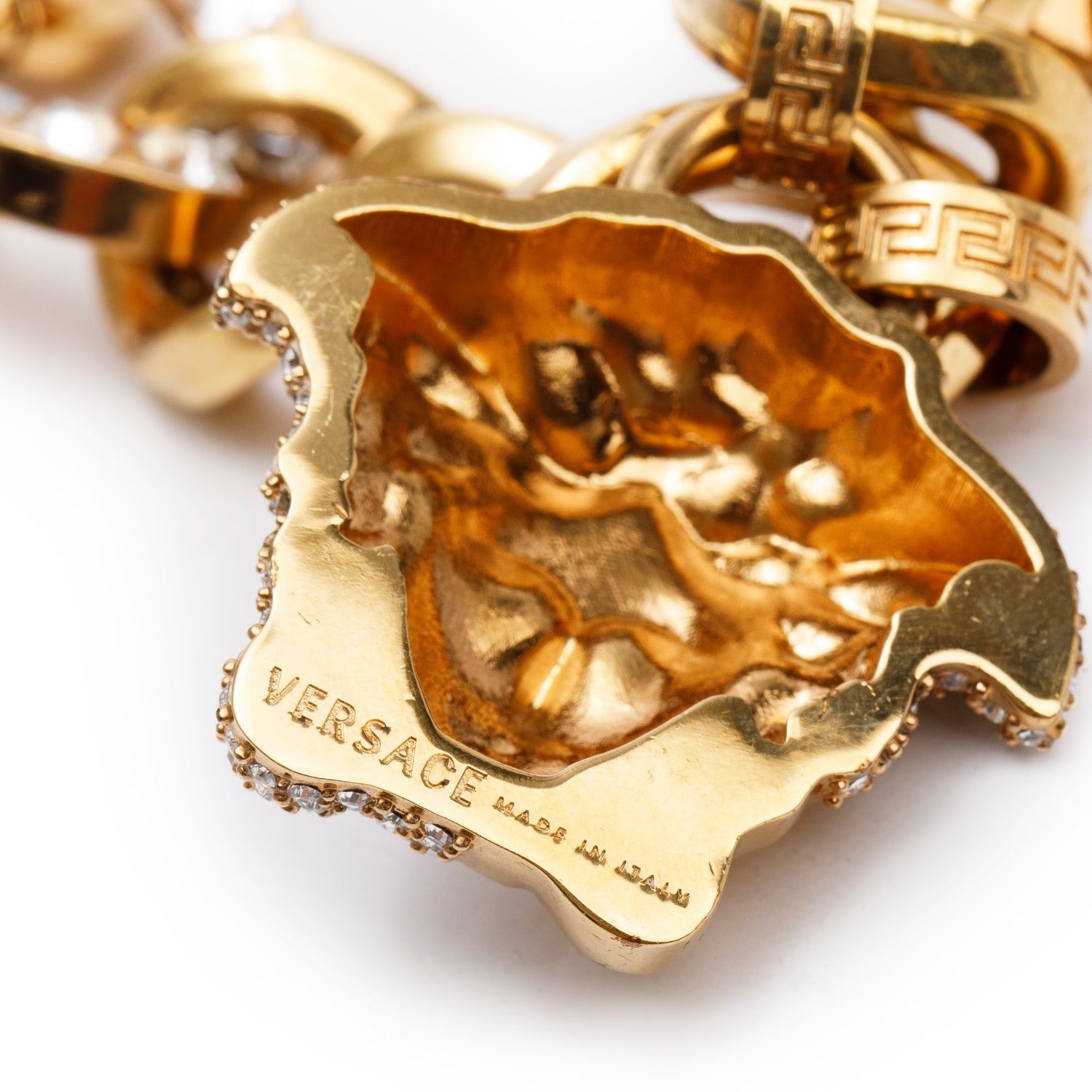 Versace Gold Plated Crystal Medusa Thick Chain Pendant Necklace w/ Box