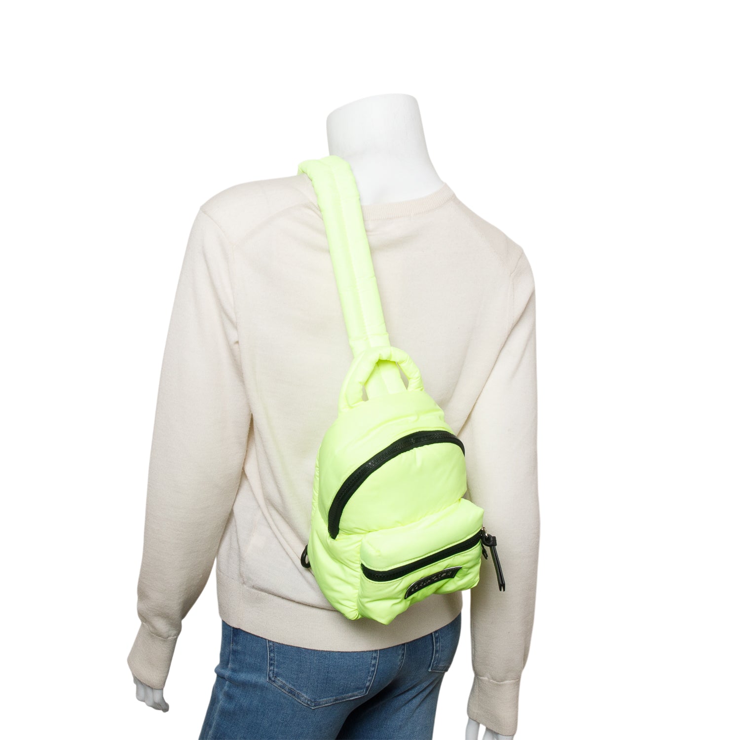 Versace Neon Green Padded Nylon Mini Sling Bag