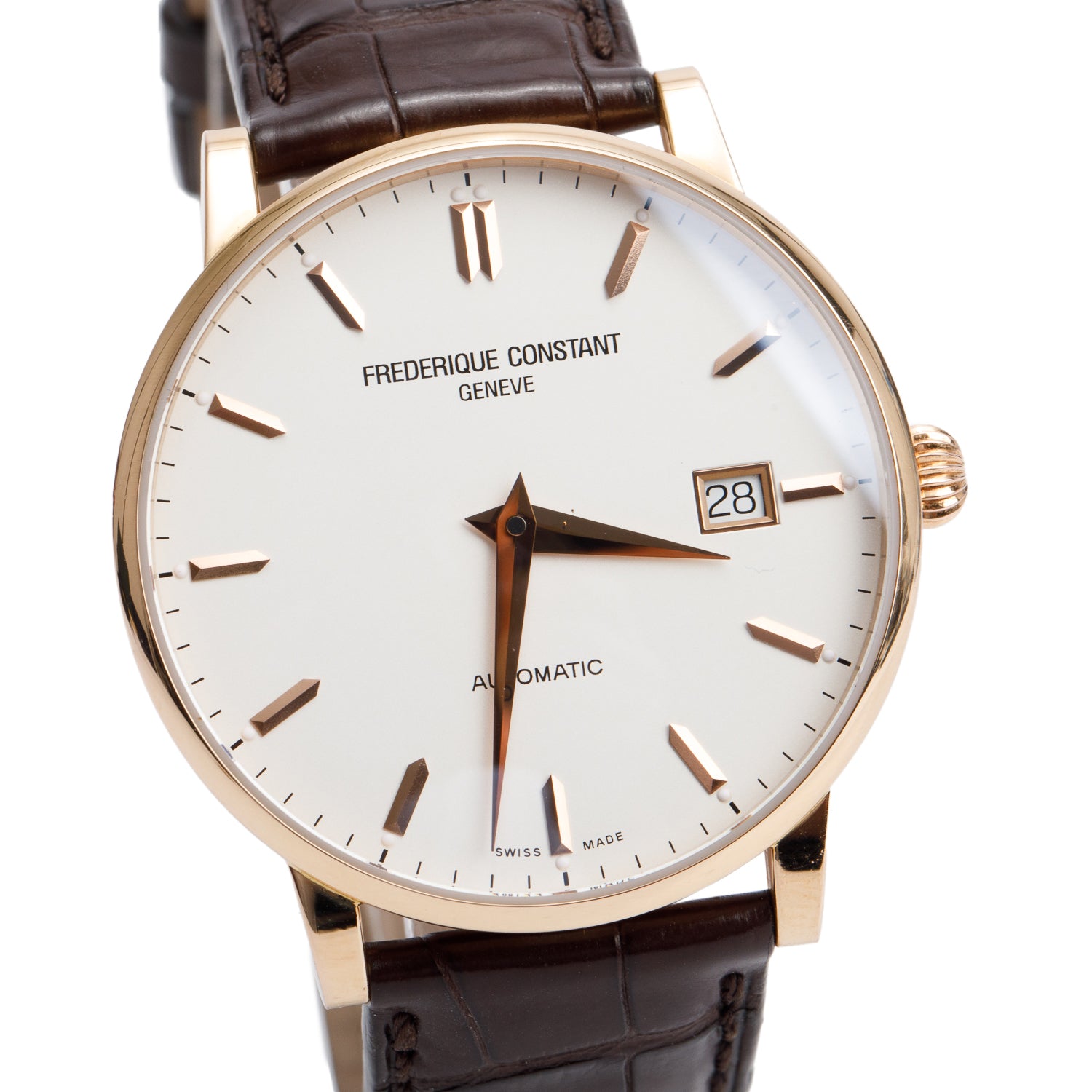 Frederique Constant 18k Rose Gold Slimline 37.5 MM Automatic Watch w/ Box