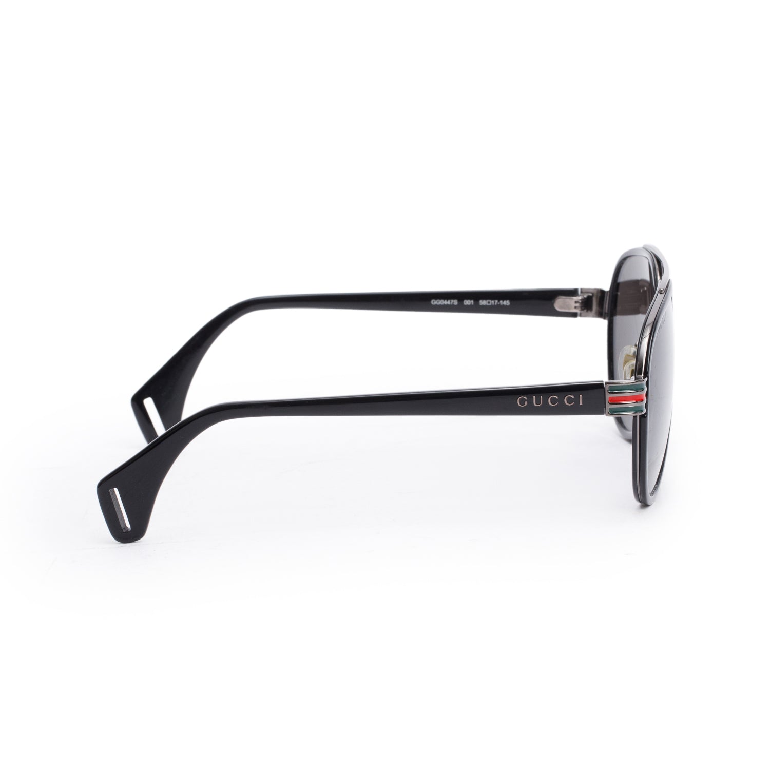 Gucci GG0447S Black Acetate Metal Web Aviator Sunglasses w/ Case