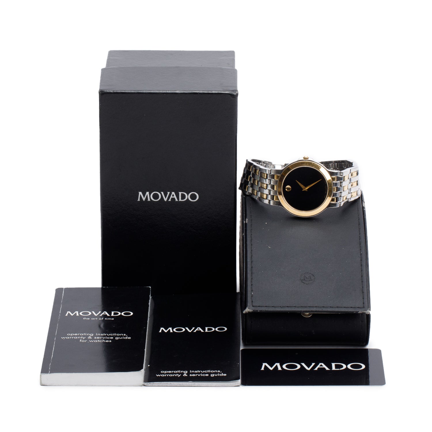 Movado Two-Tone Stainless Steel Museum 36 MM Quartz Watch Black Dial w/ Box & Papers