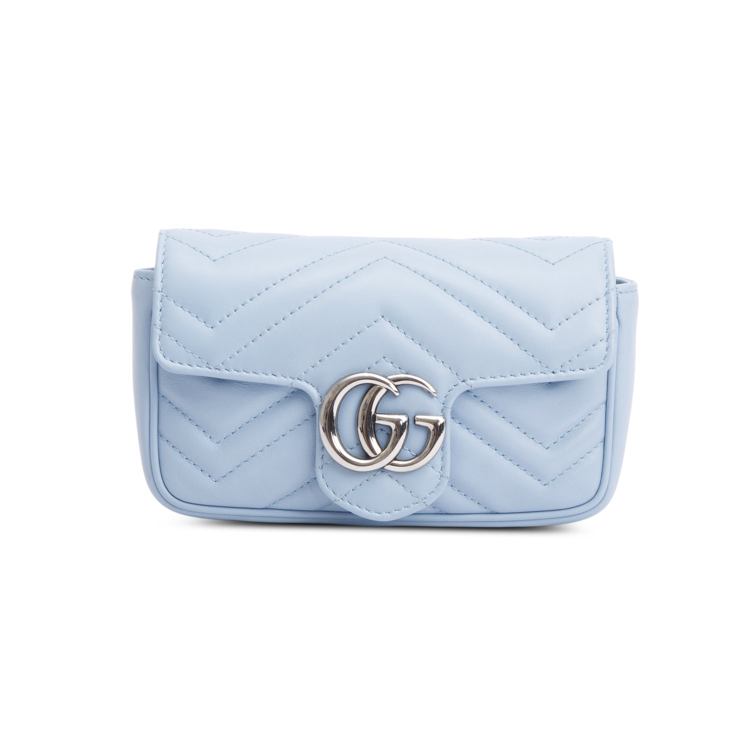 Gucci Blue GG Marmont Matelasse Leather Super Mini Bag