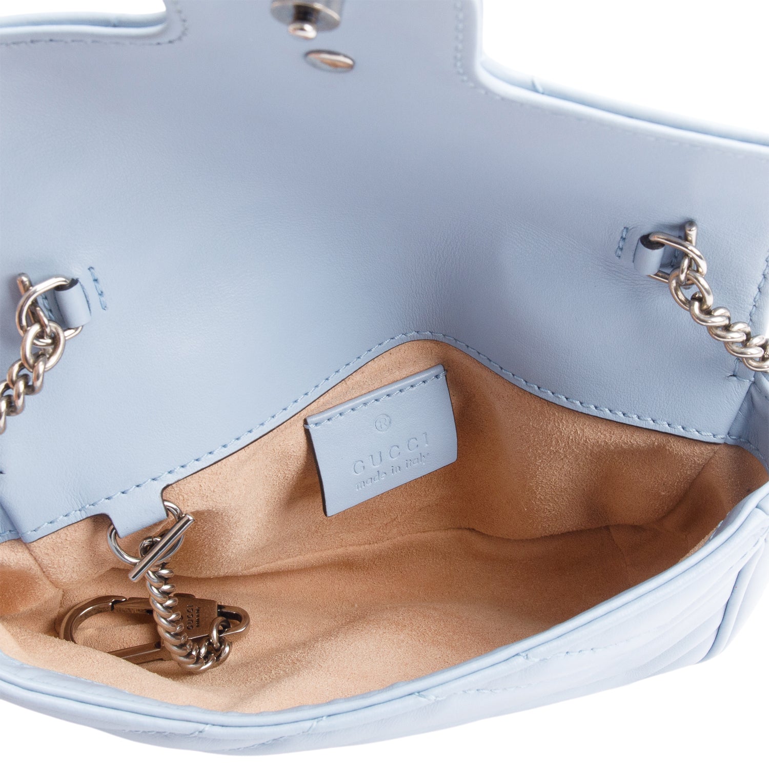 Gucci Blue GG Marmont Matelasse Leather Super Mini Bag