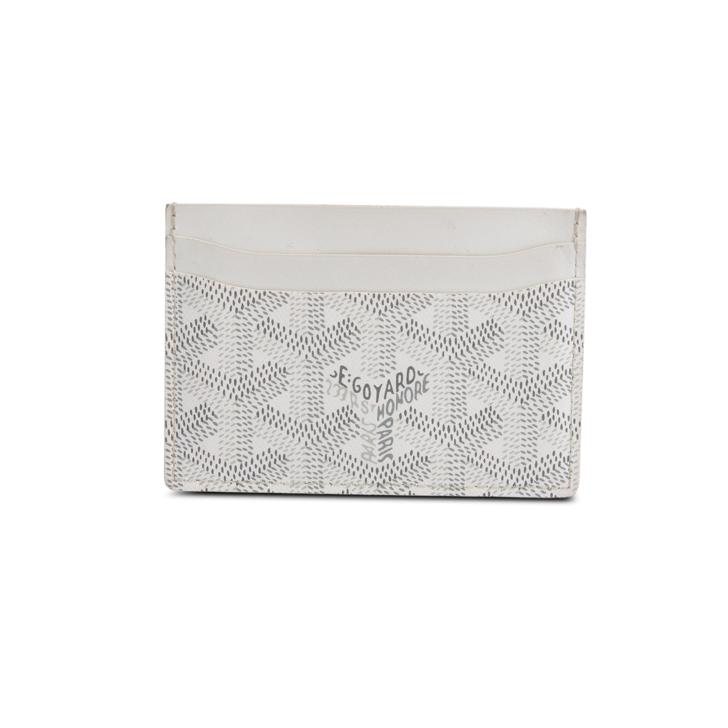 Goyard White Leather & Coated Canvas Saint Sulpice Card Holder
