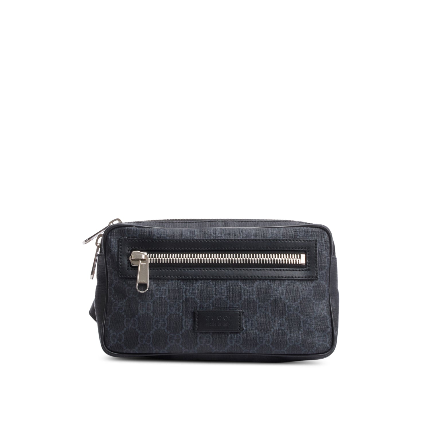 Gucci Black GG Supreme Belt Bag with Zip Pocket