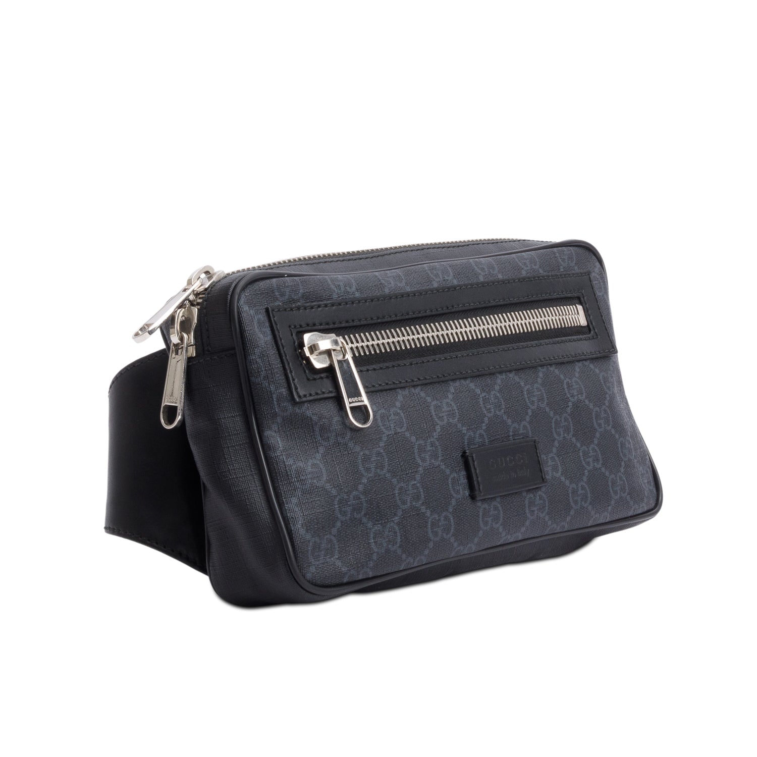 Gucci Black GG Supreme Belt Bag with Zip Pocket
