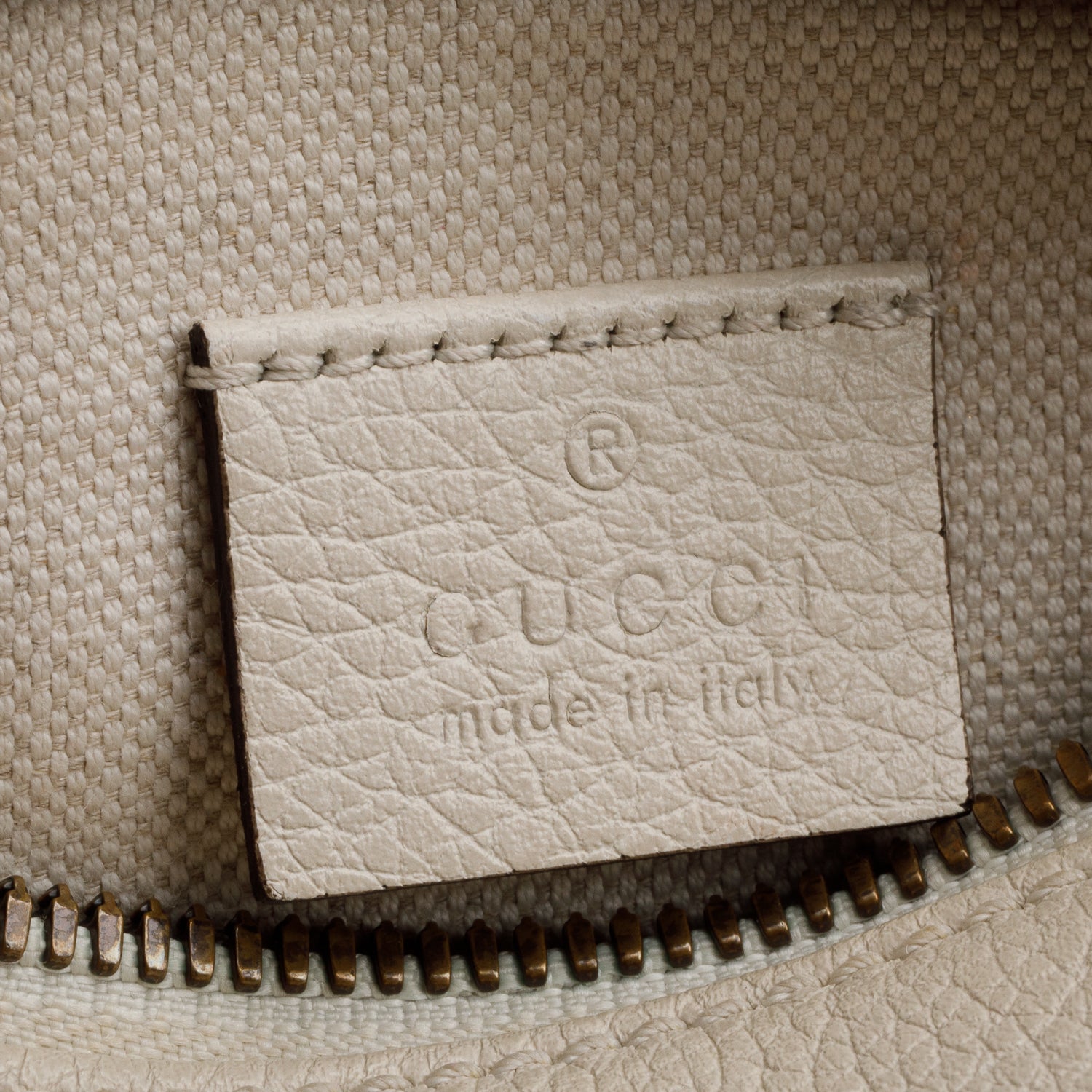 Gucci White Logo Print Calfskin Leather Small Belt Bag