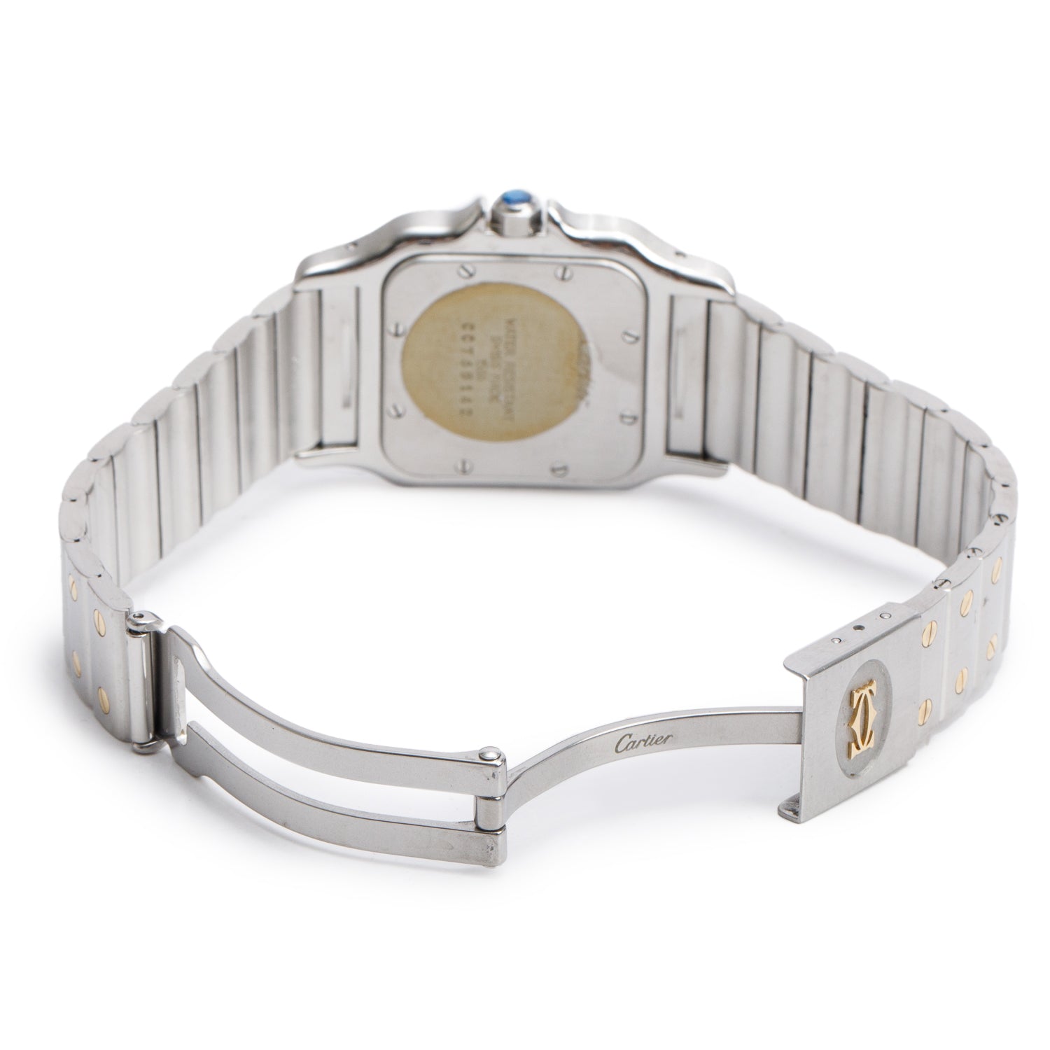 Cartier Stainless Steel & 18k Yellow Gold Santos De Cartier Galbee Quartz Watch, Medium Model 1566 w/ Box & Papers