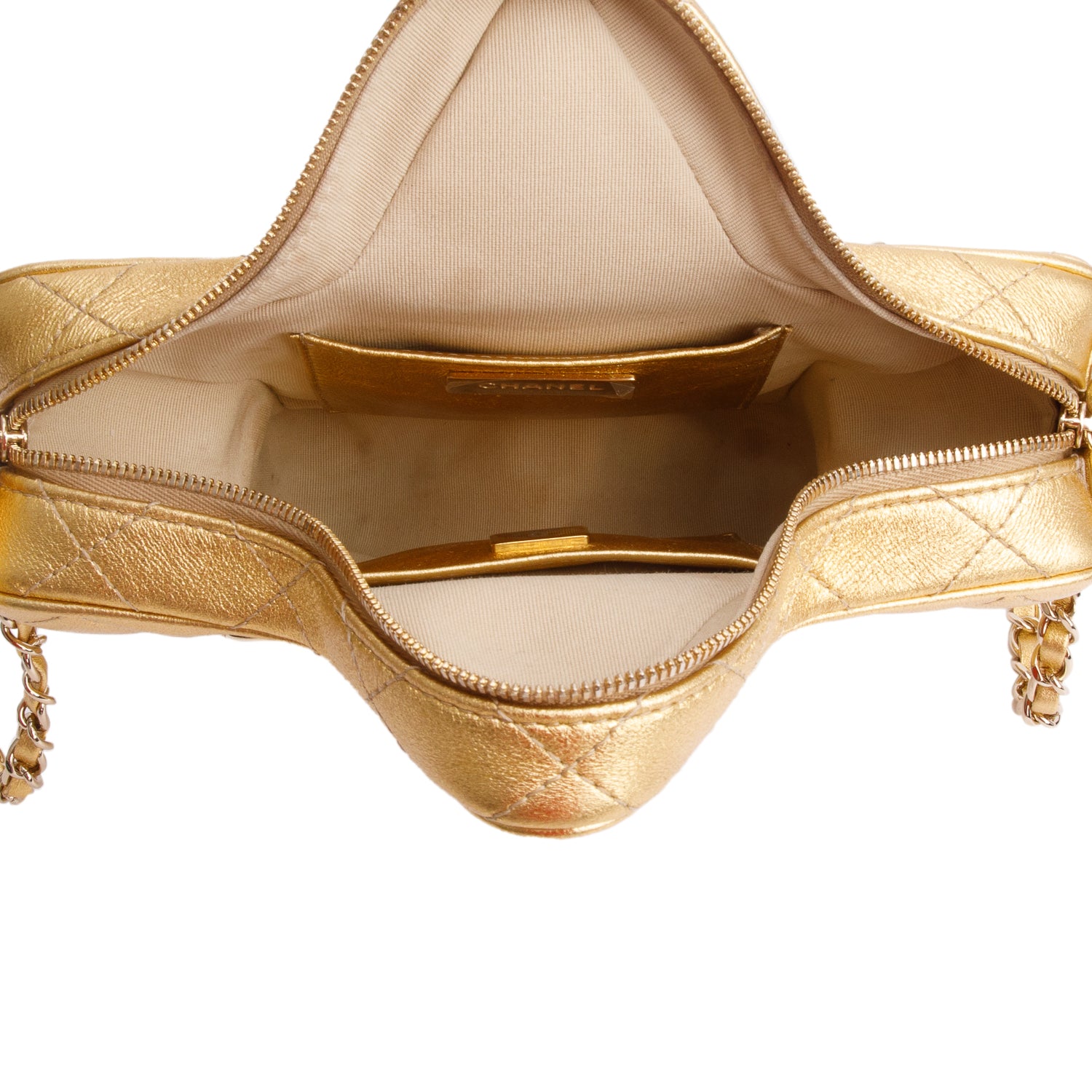 Chanel 2024 Metallic Gold Leather Walk Of Fame Star Crossbody Bag w/ Box