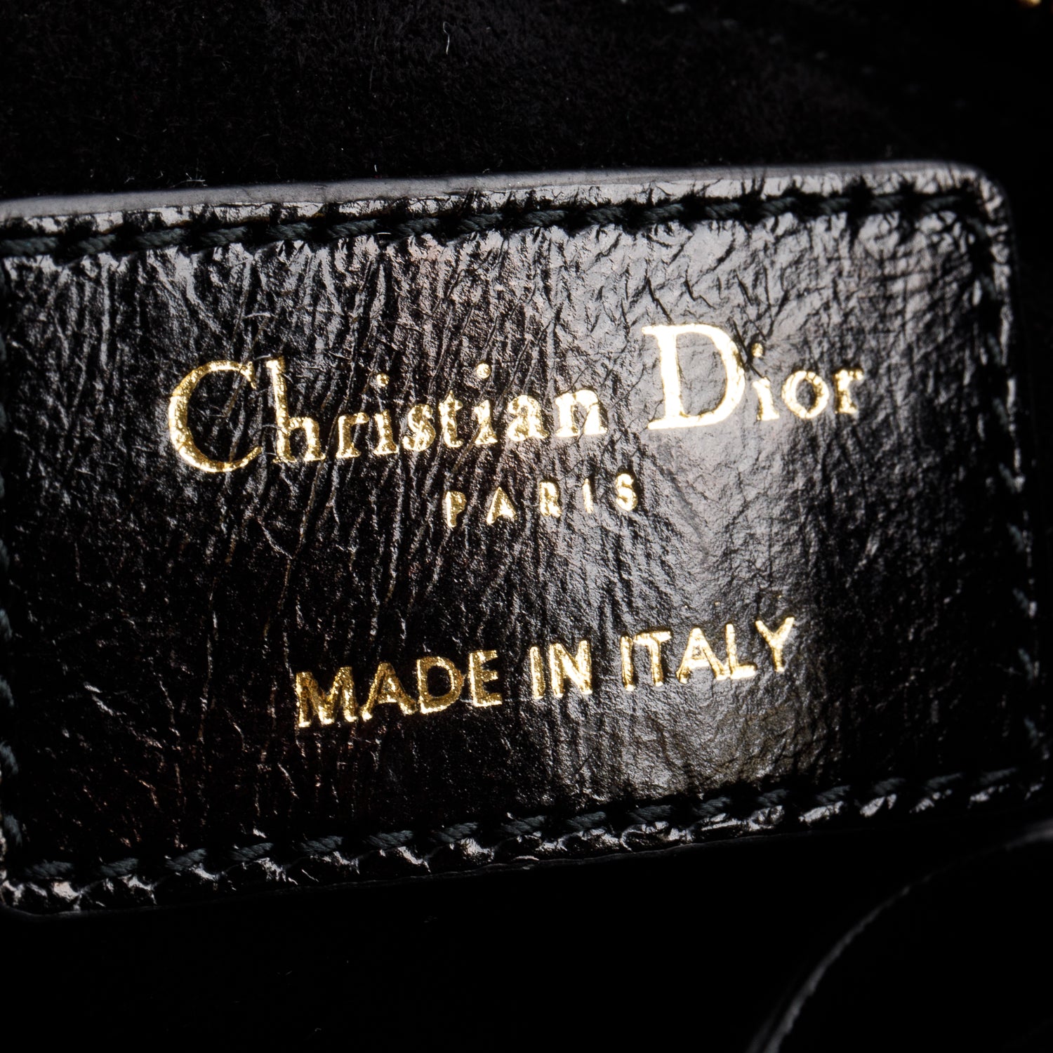 Christian Dior Black Cannage Crinkled Patent Leather Small Lucky Badges Lady Dior Bag w/ Strap, Box & Authenticity Card