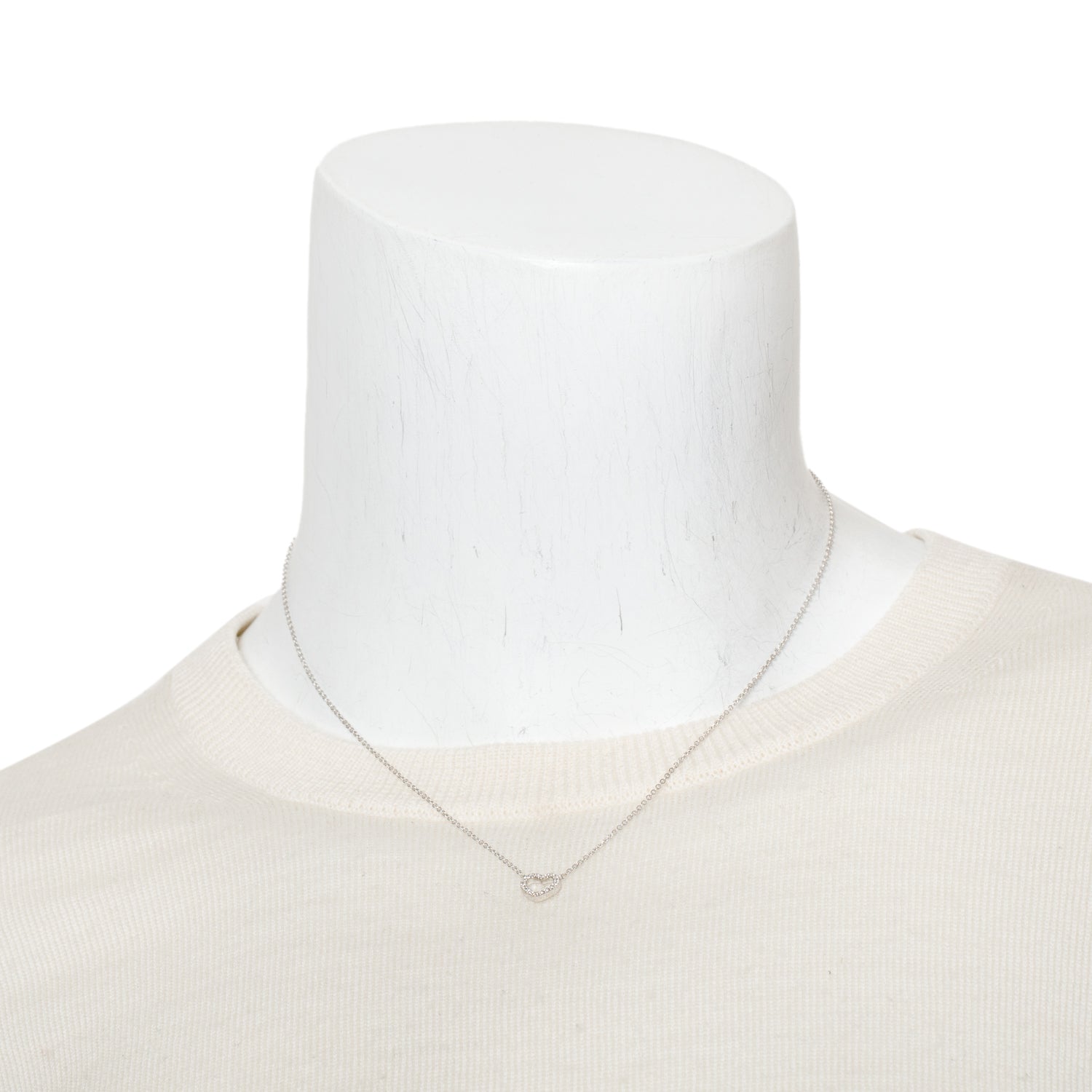 Tiffany & Co. 18k White Gold Diamond Metro Heart Pendant Necklace w/ Box