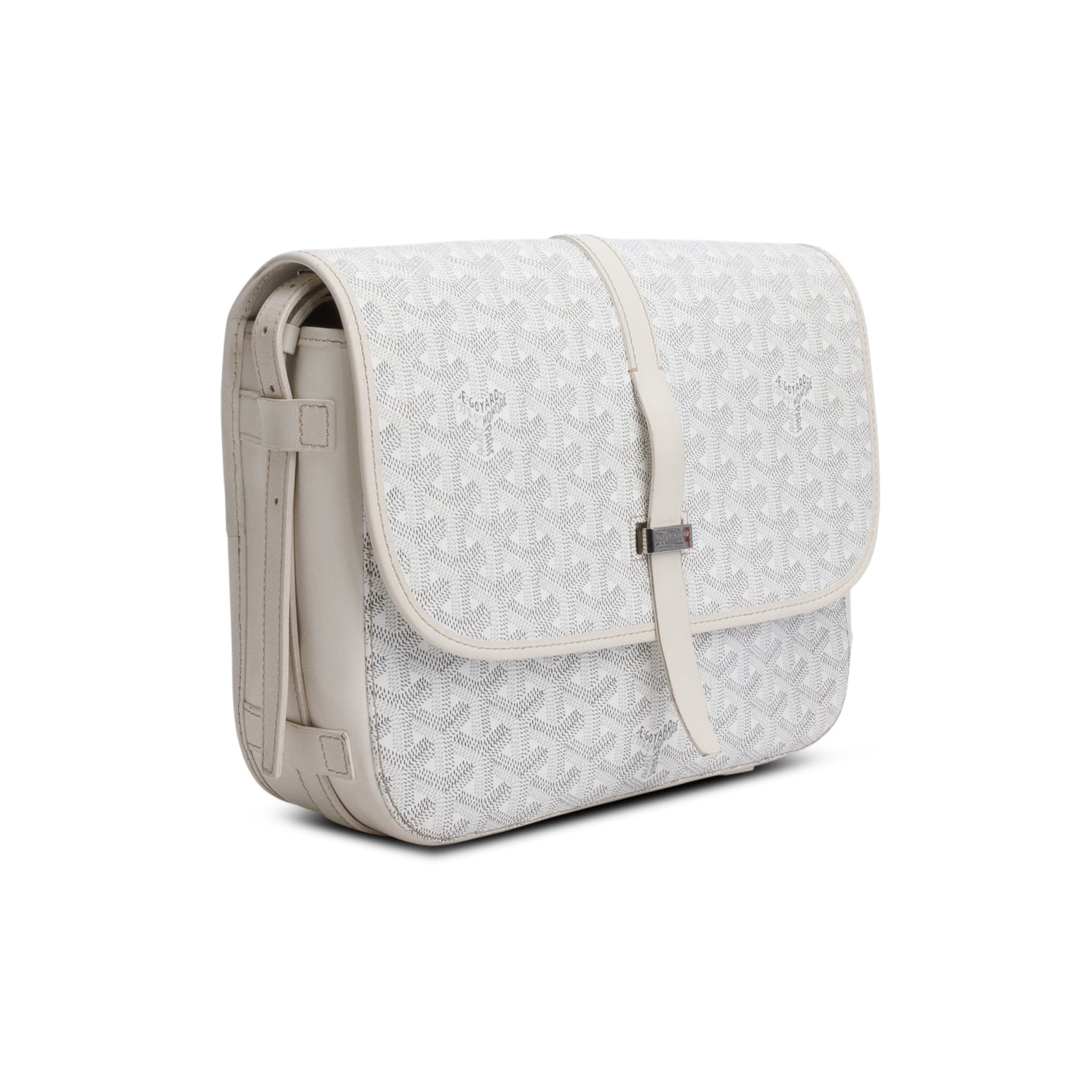 Goyard 2021 White Leather & Monogram Canvas Belvedere II MM Crossbody Bag