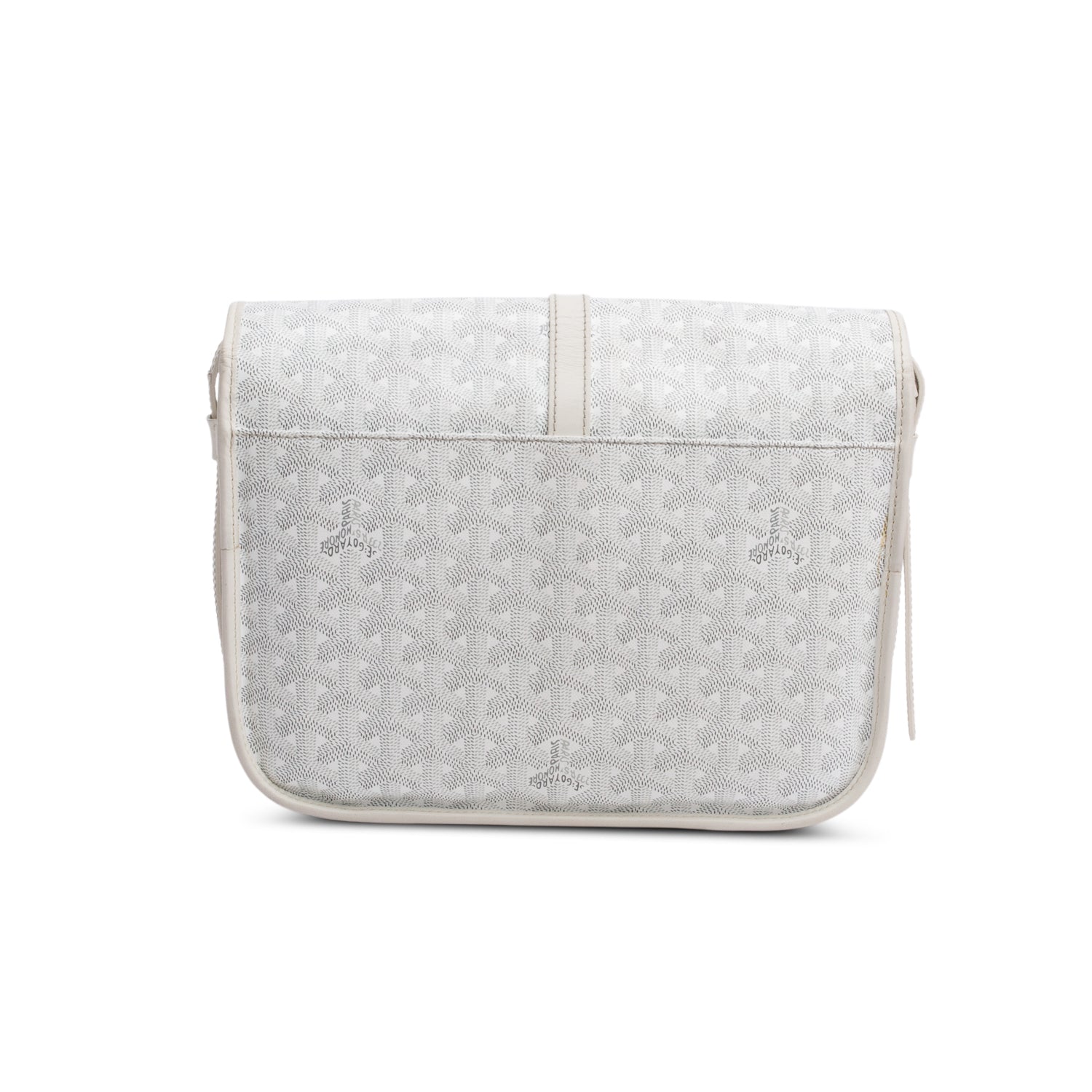 Goyard 2021 White Leather & Monogram Canvas Belvedere II MM Crossbody Bag