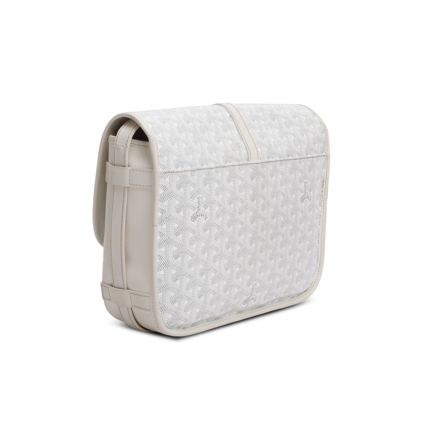 Goyard 2021 White Leather & Monogram Canvas Belvedere II MM Crossbody Bag