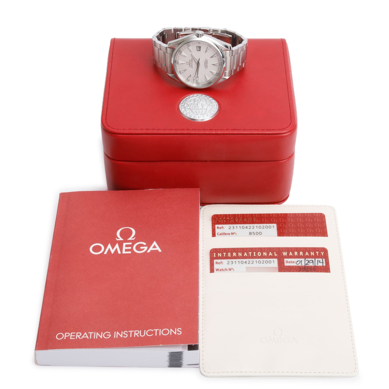 Omega Stainless Steel Seamaster Aqua Terra 150M Co-Axial Chronometer 41.5 MM Automatic Watch Silver Dial w/ Box & Papers