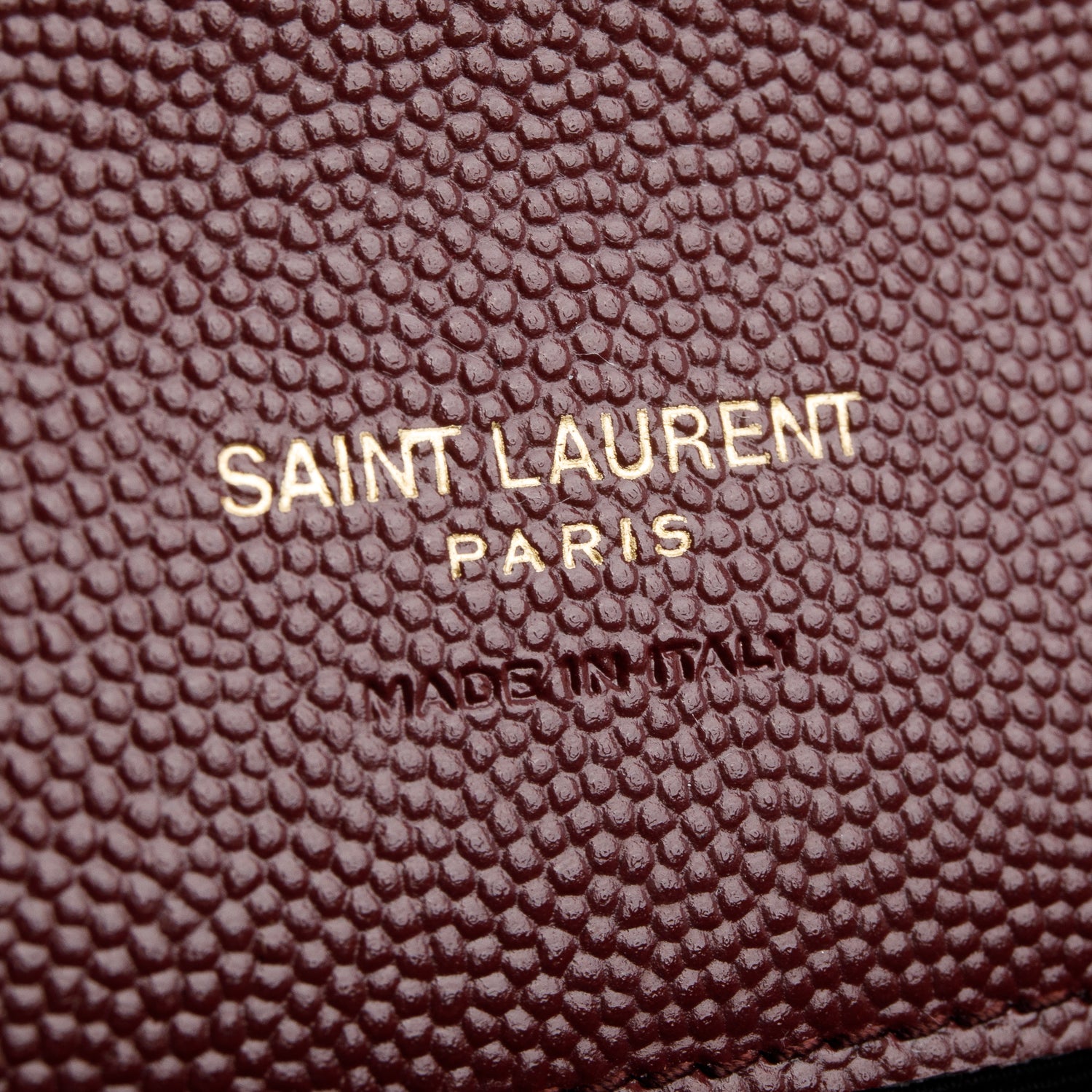 Saint Laurent 2022 Burgundy Grain de Poudre Matelasse Leather Cassandre Flap Wristlet Pouch w/ Box