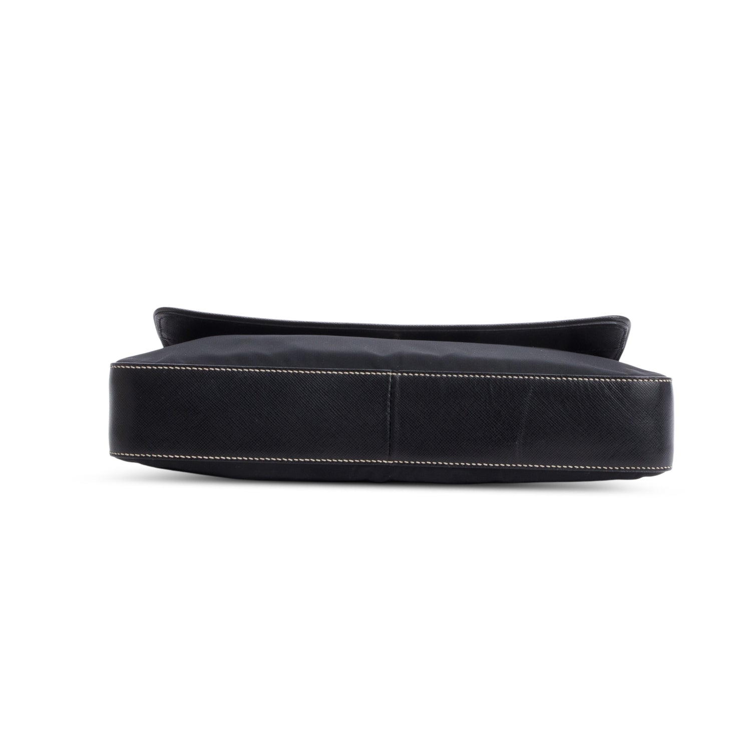 Prada Black Saffiano-Trimmed Tessuto Nylon Flap Shoulder Bag