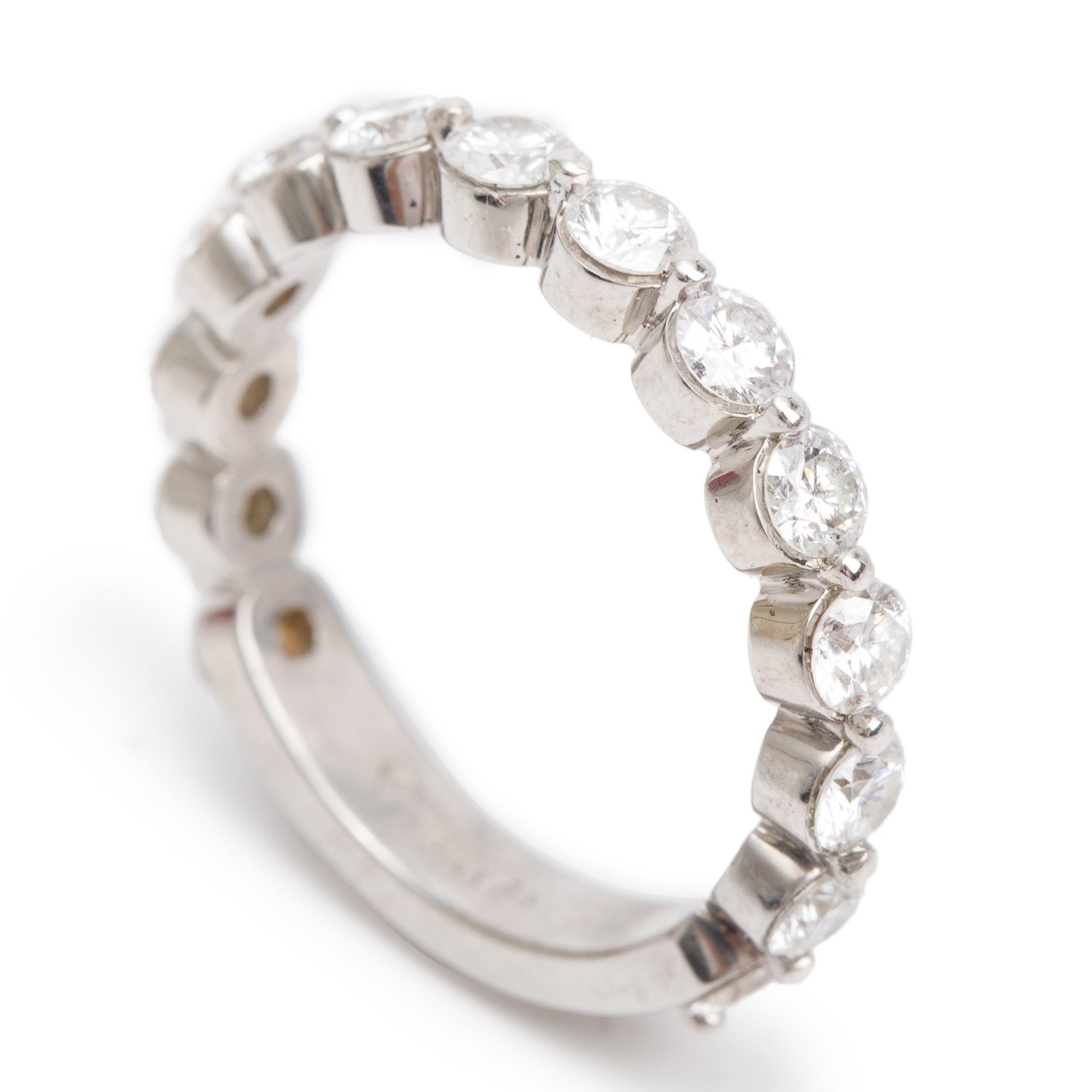 14k White Gold Diamond Band Ring, Size 7