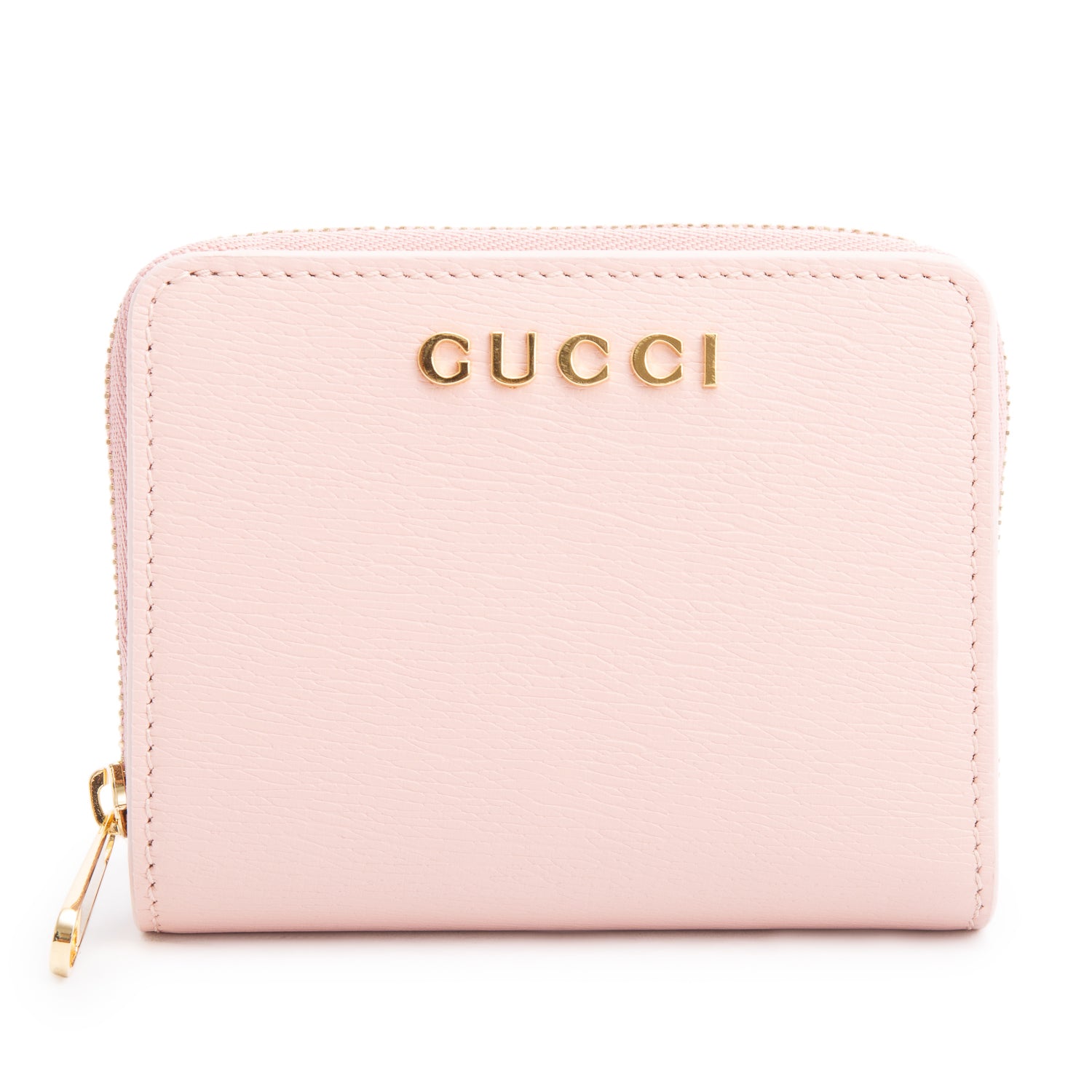 Gucci Pink Leather Mini Wallet with Gucci Script w/ Box