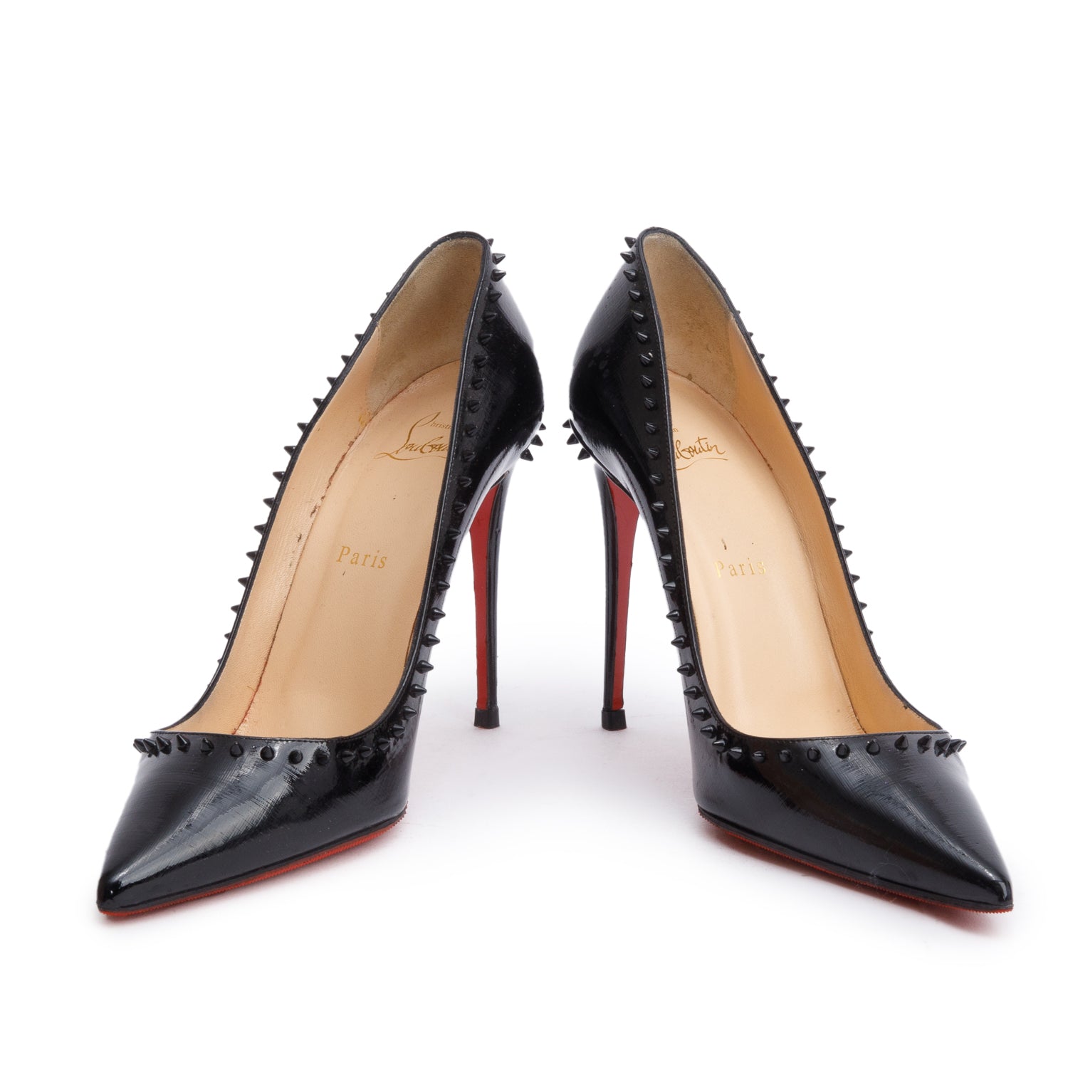 Christian Louboutin Black Patent Givree Leather Anjalina 100 Pumps, Size 39.5 w/ Box & Receipt