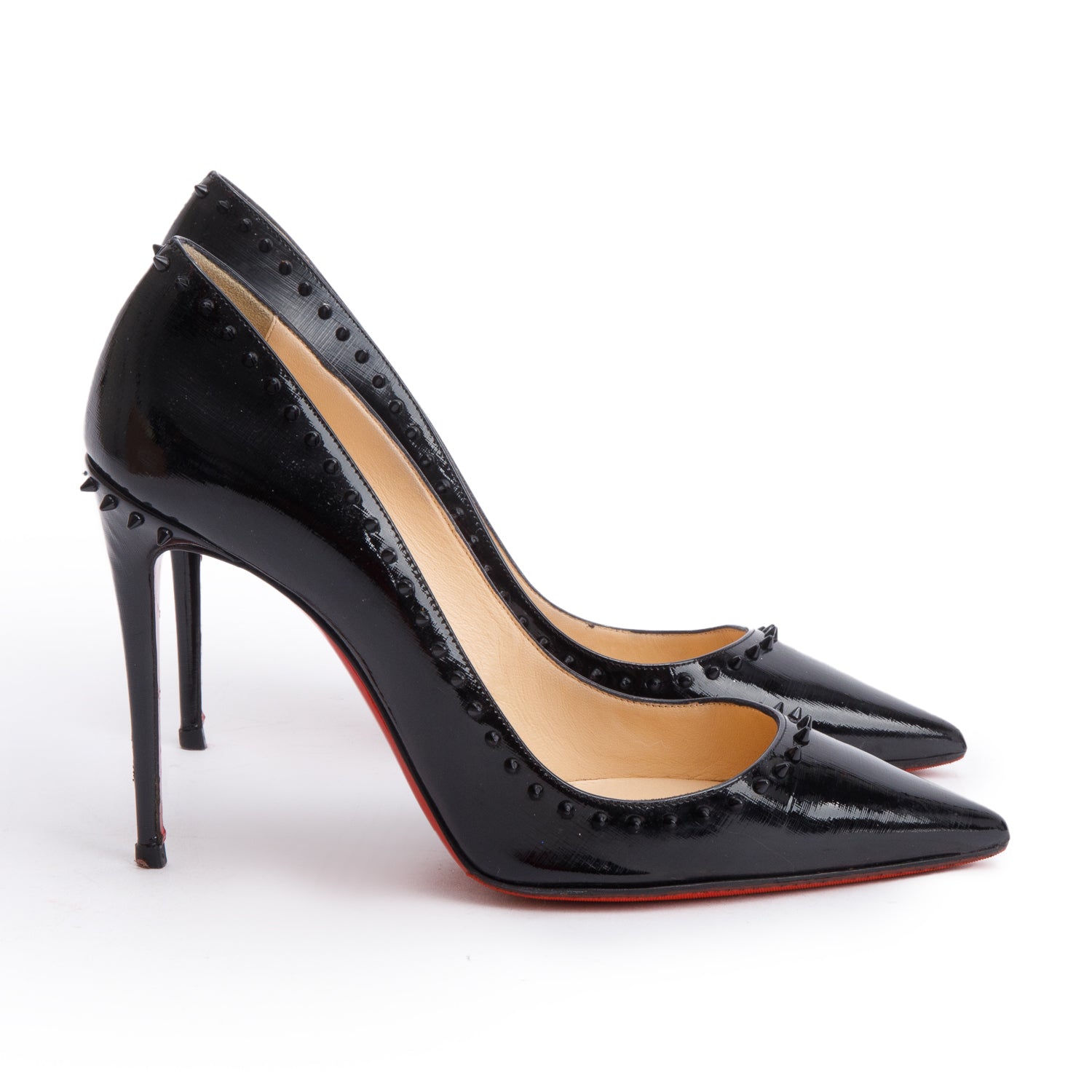 Christian Louboutin Black Patent Givree Leather Anjalina 100 Pumps, Size 39.5 w/ Box & Receipt