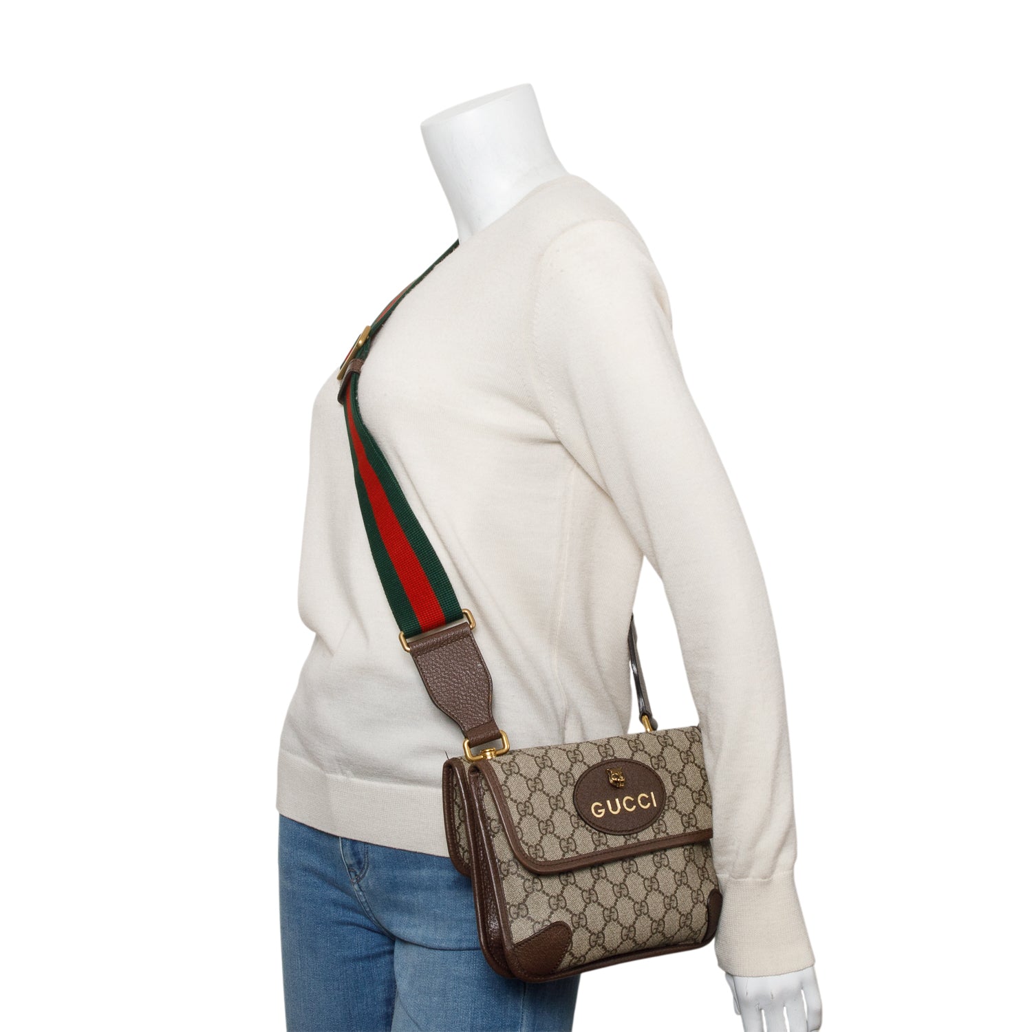 Gucci Vintage Neo GG Supreme Small Double Flap Messenger Bag