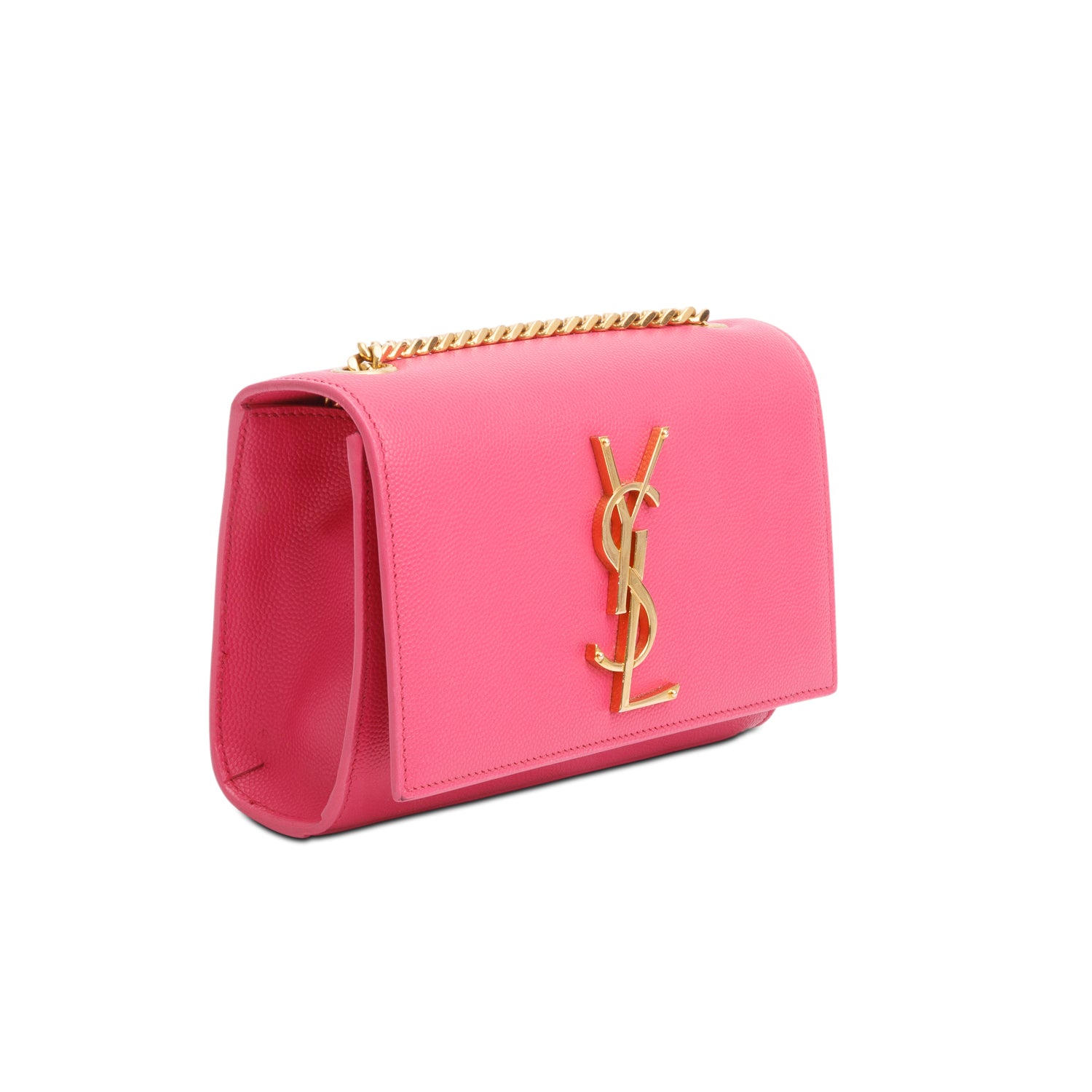 Saint Laurent Pink Grain De Poudre Leather Mini Monogram Kate Bag