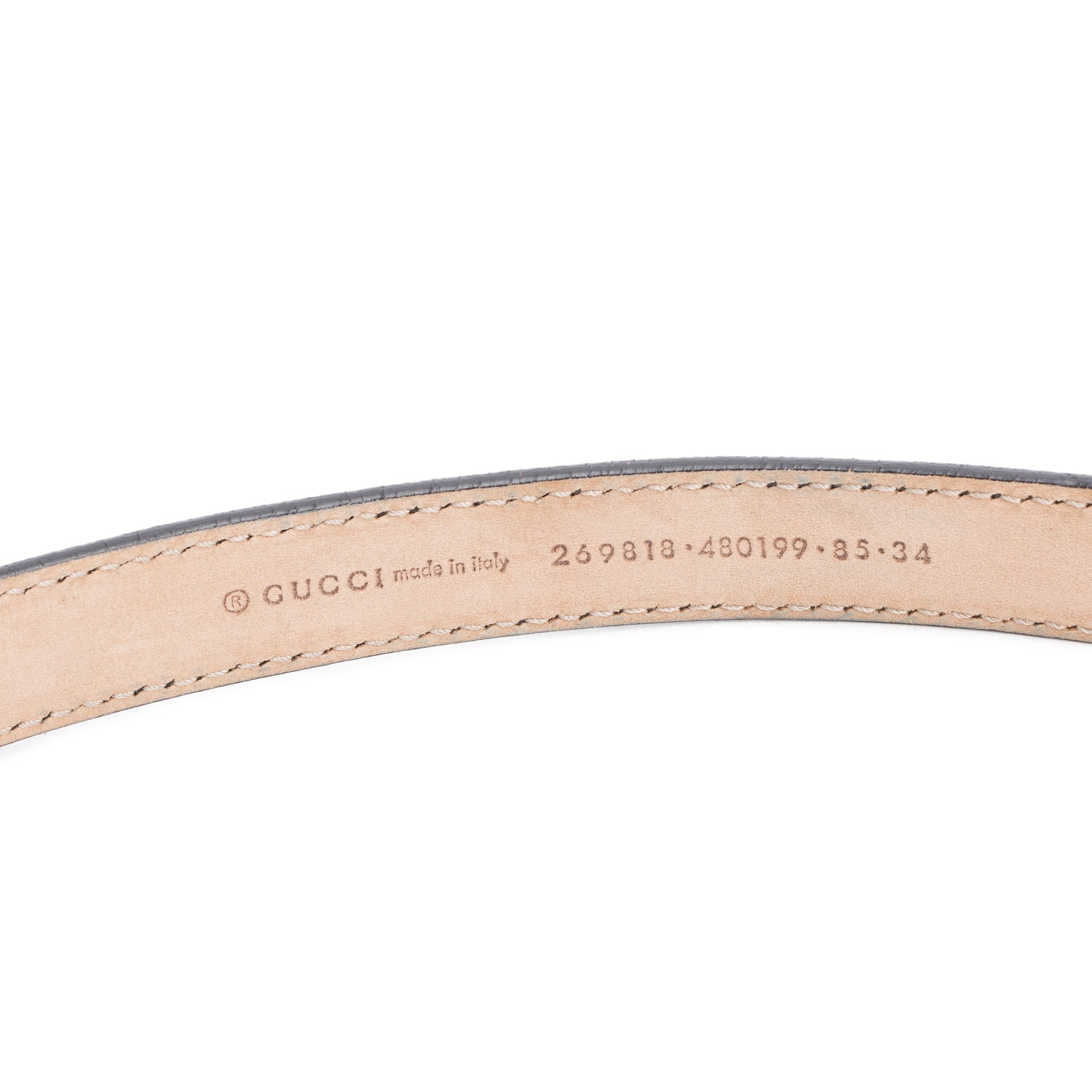 Gucci Black Leather GG Marmont Skinny Belt, 85 34