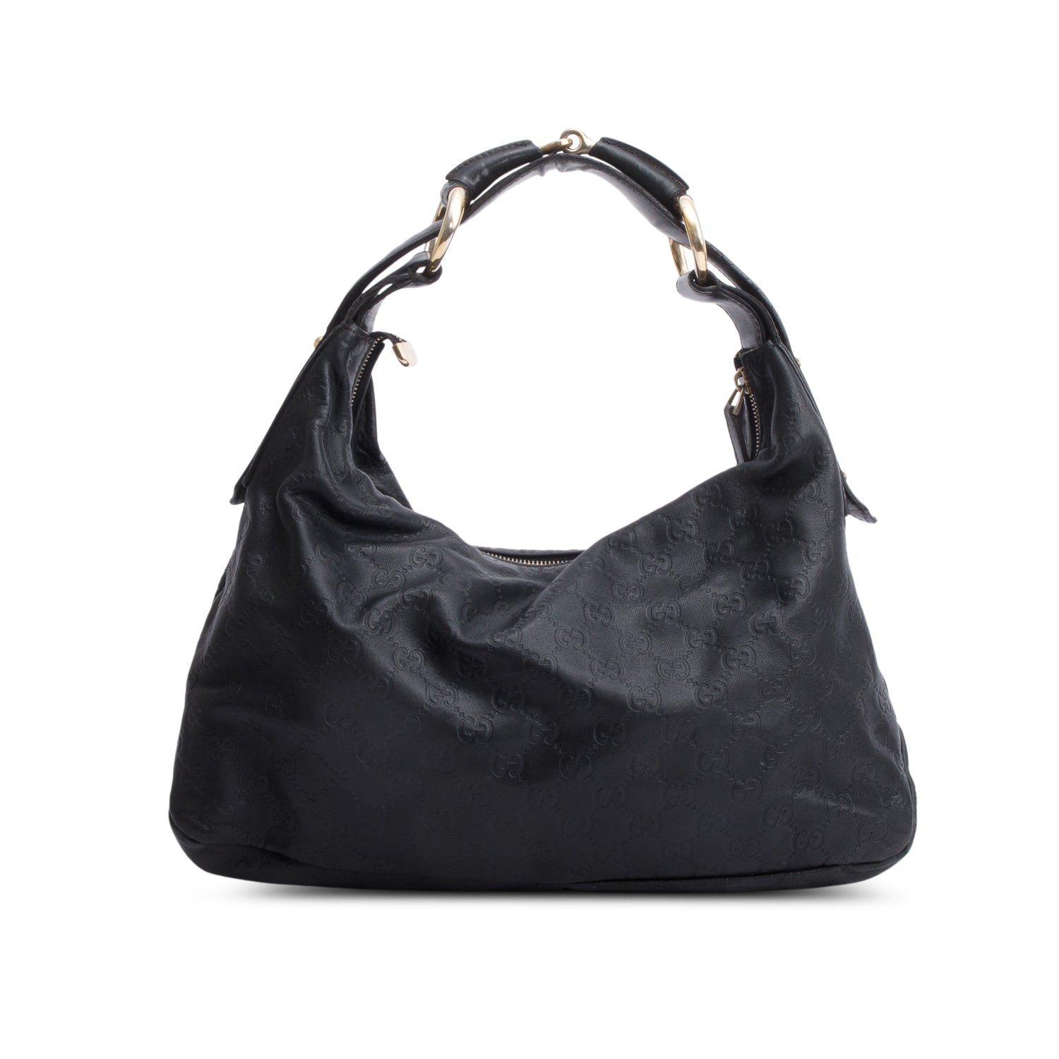 Gucci Black Signature Leather Medium Horsebit Hobo