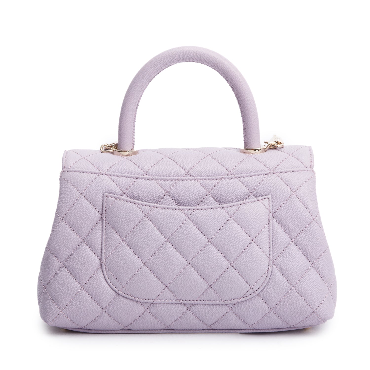 Chanel Purple Quilted Caviar Leather Small Coco Handle Bag w/ Strap & Box
